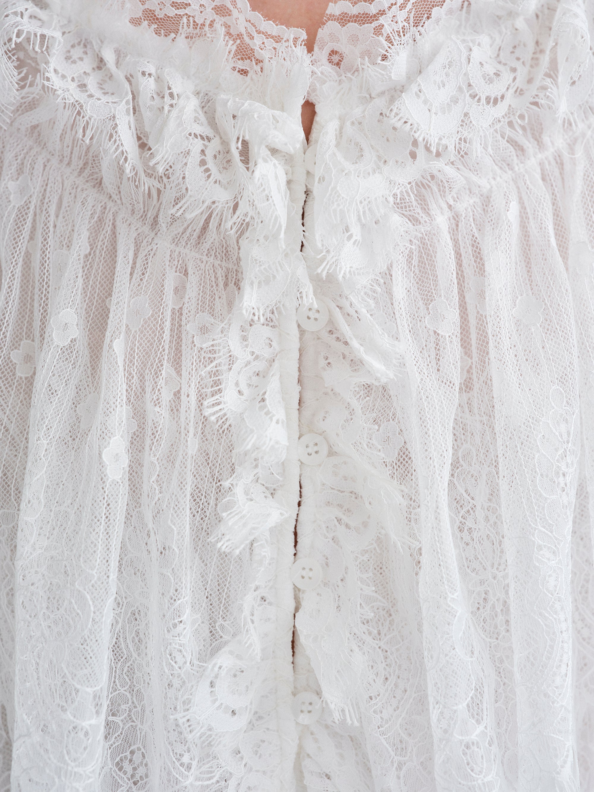 Tiered Lace Blouse, White