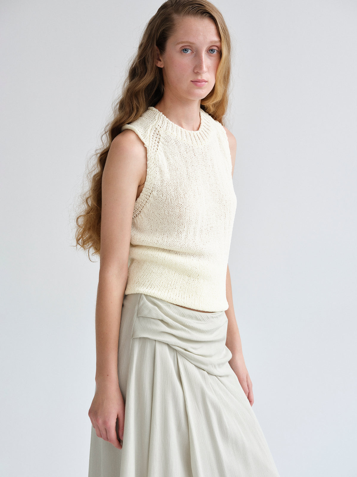 Zeren Back Knot Knit Top, Ivory