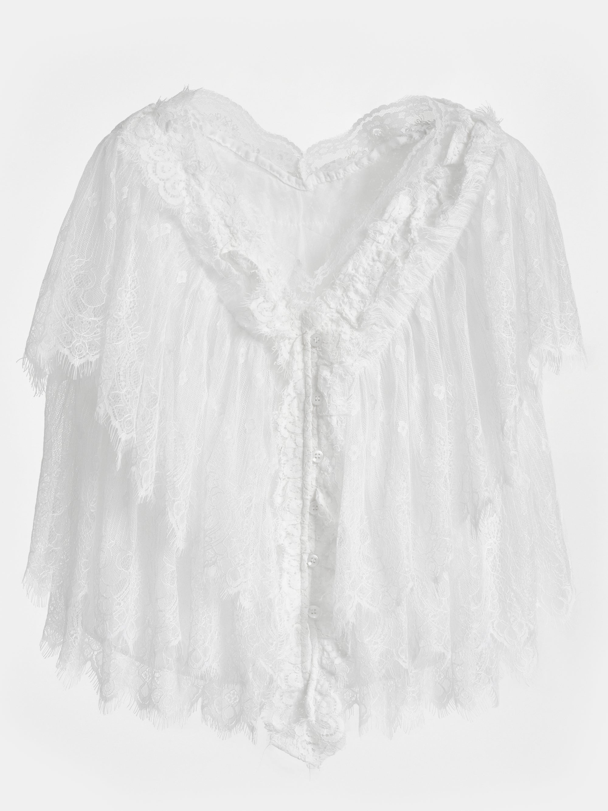 Tiered Lace Blouse, White