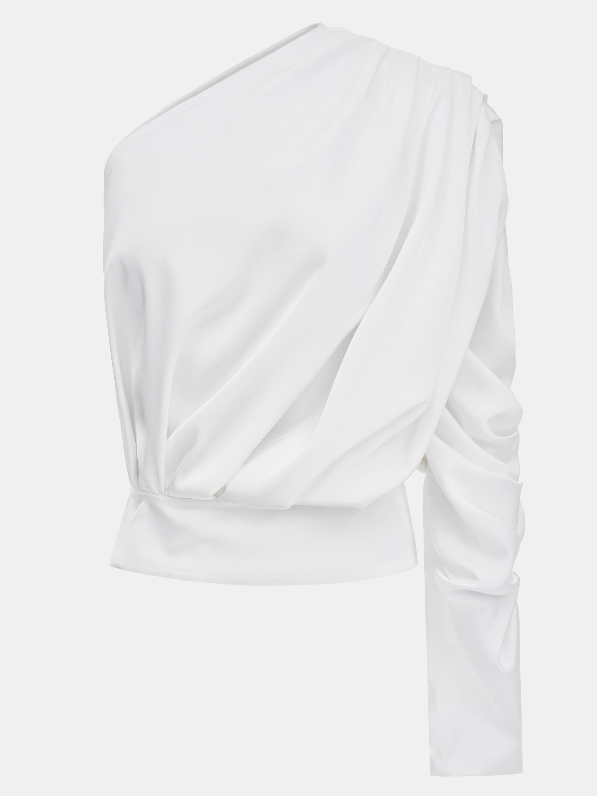 Simona One-Shoulder Blouse, White