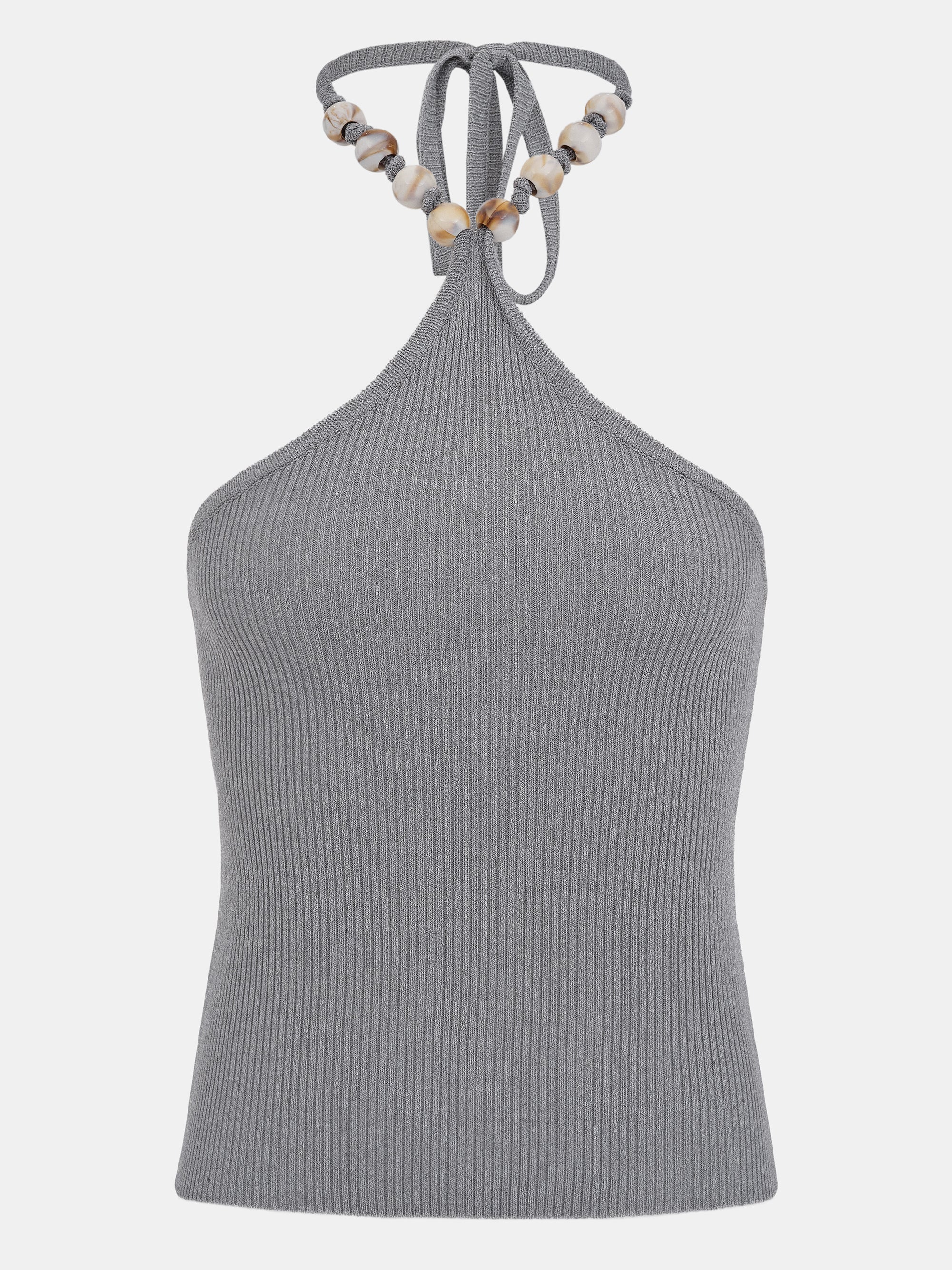 Beaded Rib Tank Top, Grey