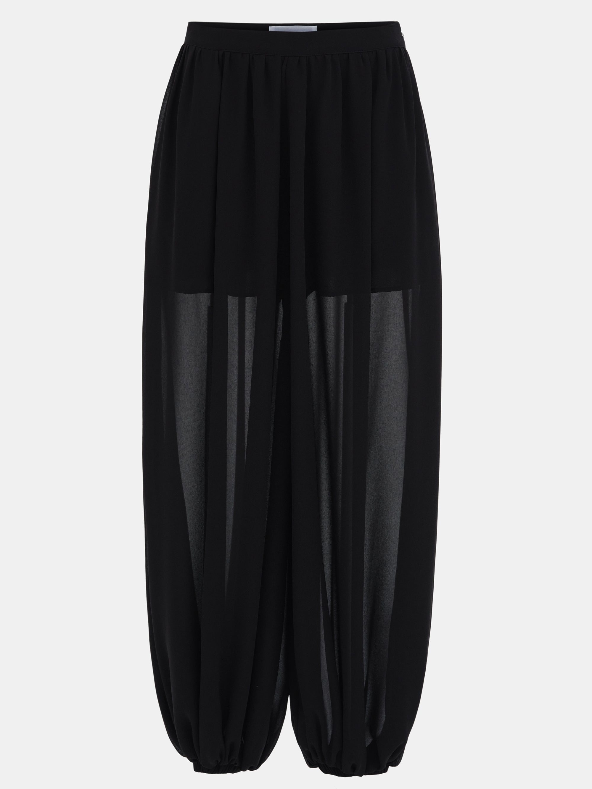 Semi-Sheer Balloon Trousers, Black