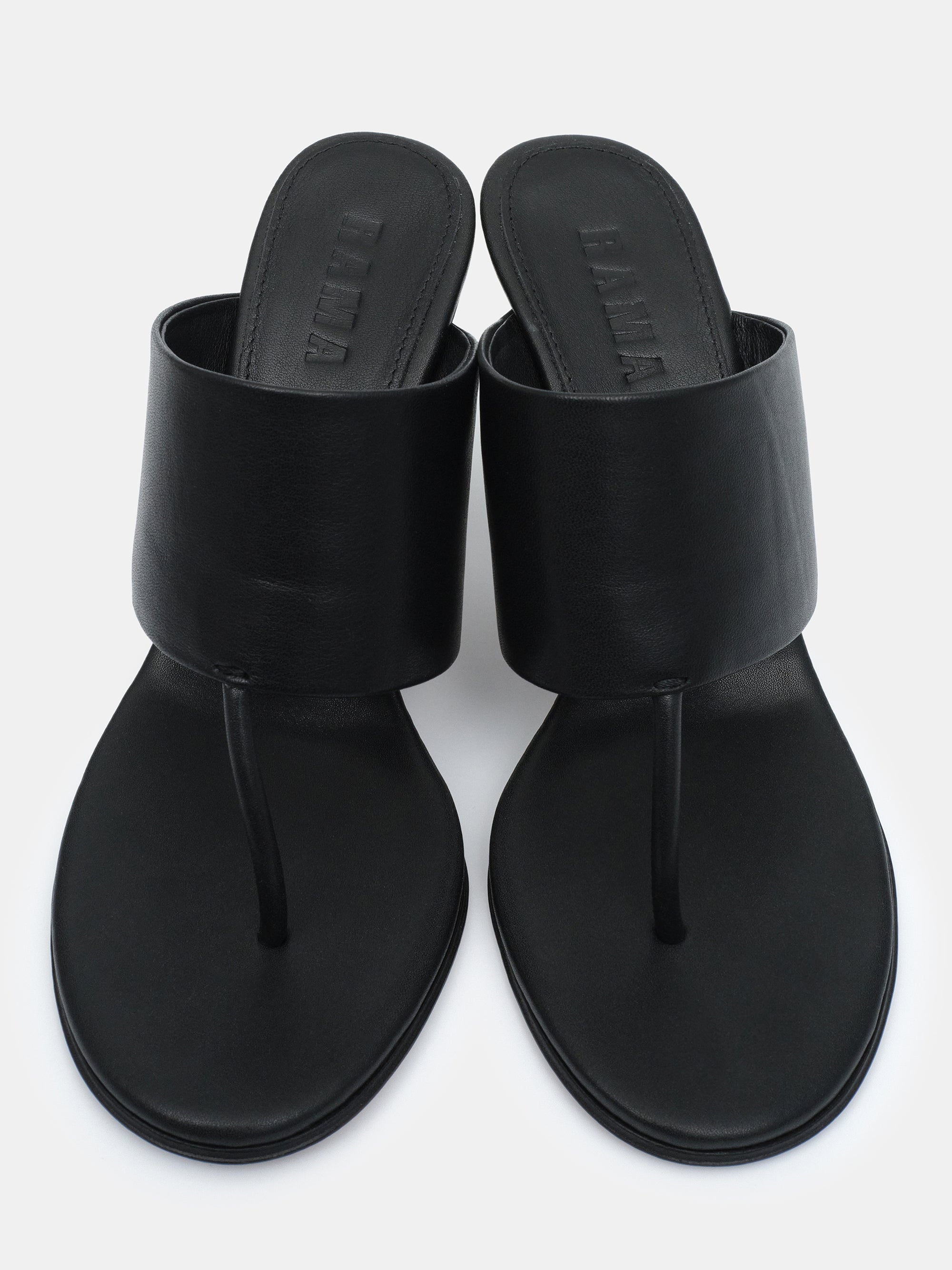 Thong Heeled Mules, Black