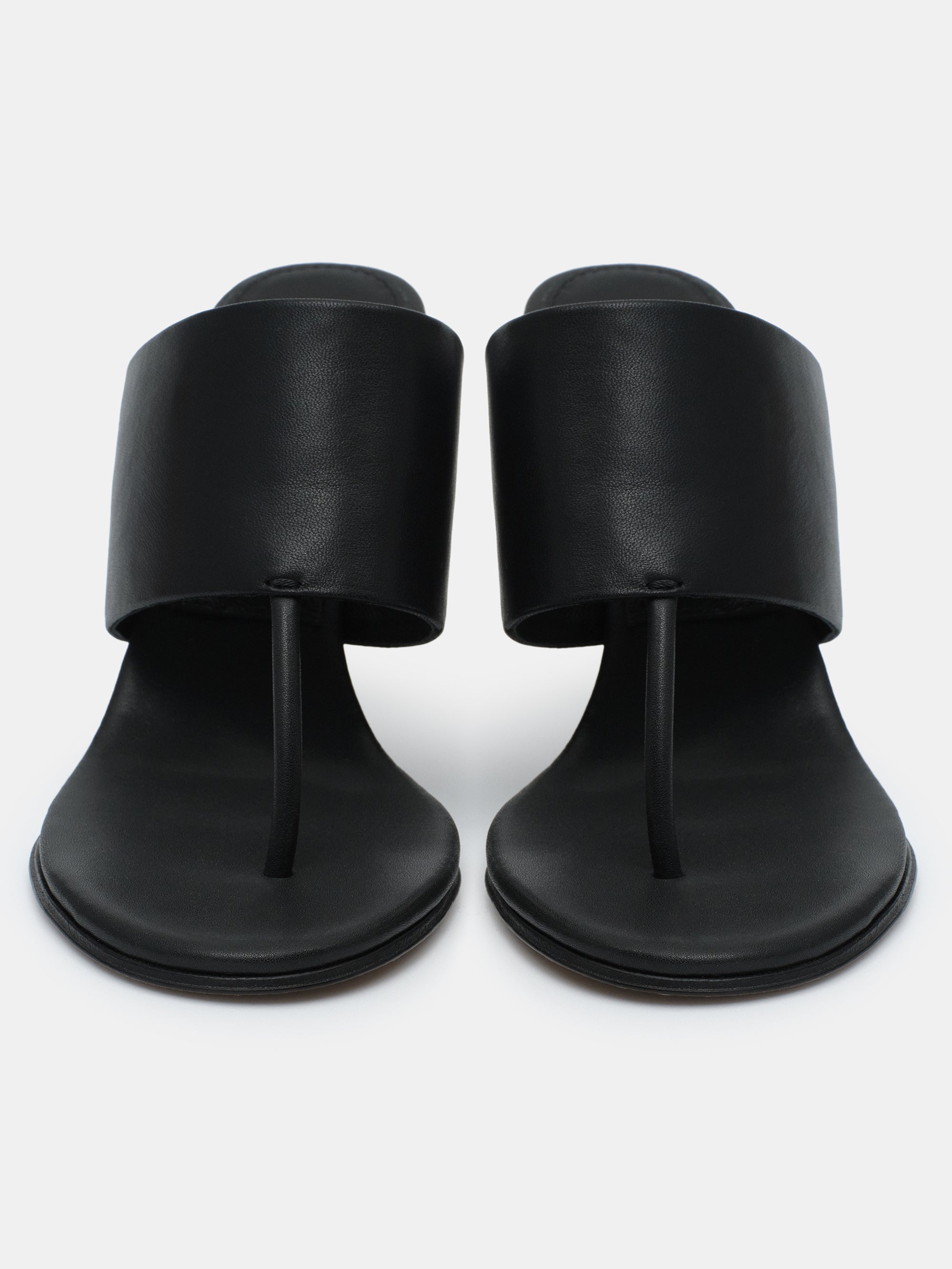 Thong Heeled Mules, Black