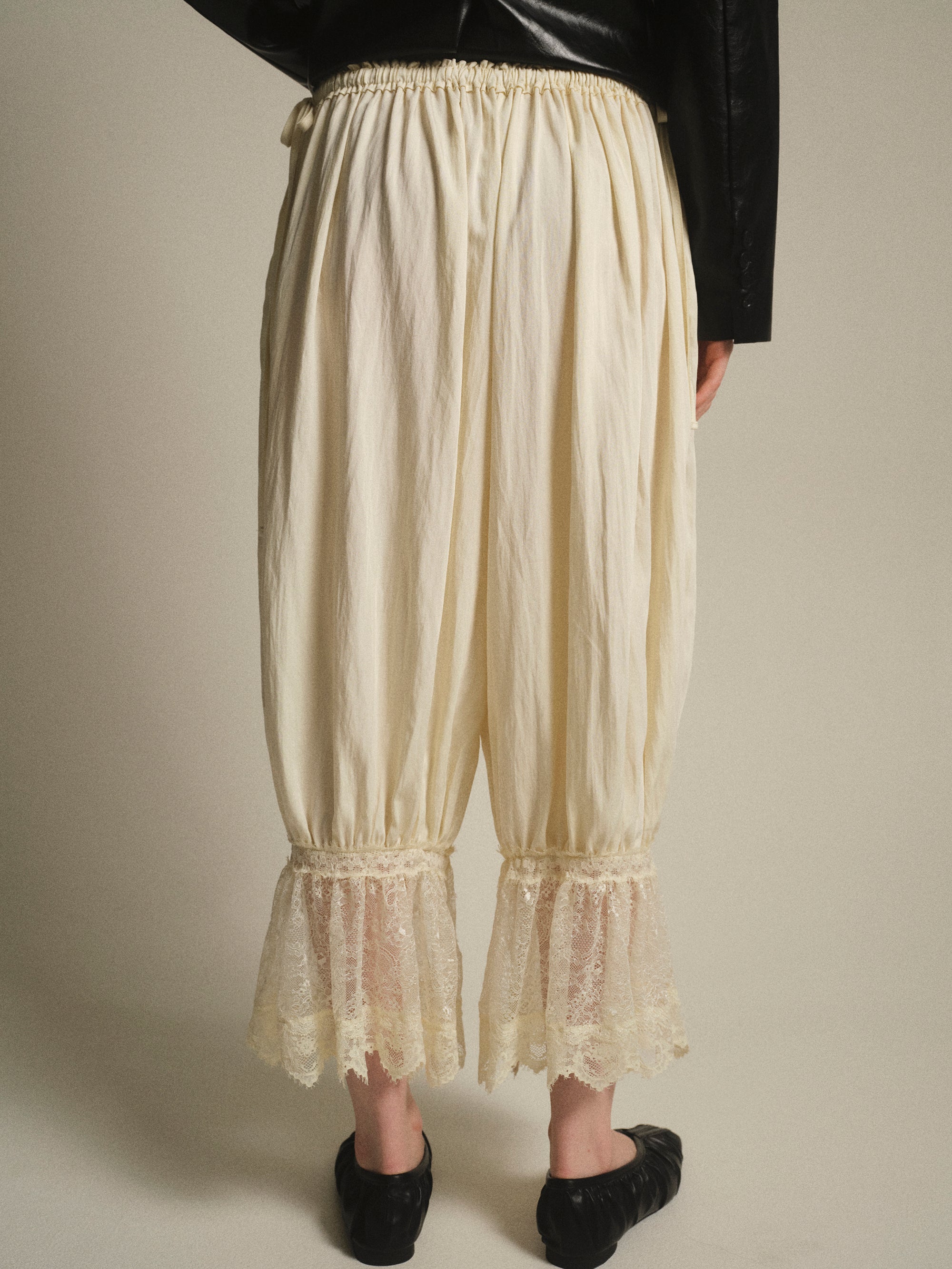 Drawstring Lace Pants, Ivory