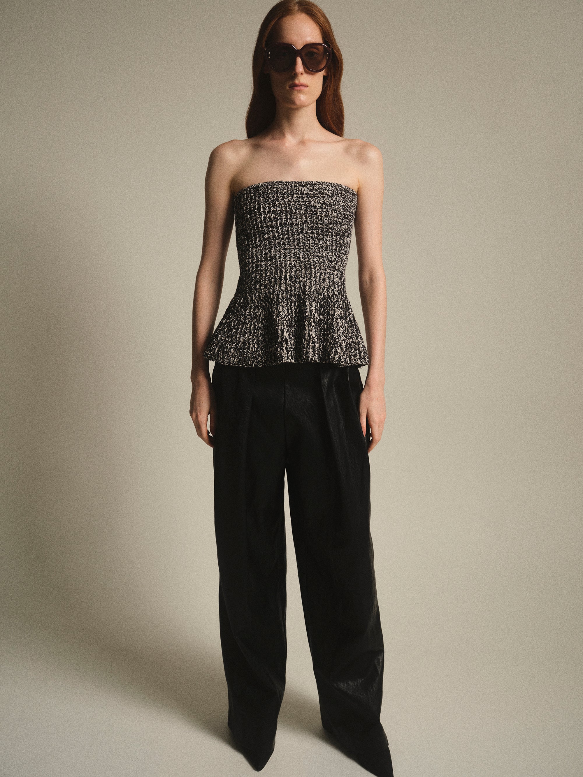 Peplum Knit Top, Black
