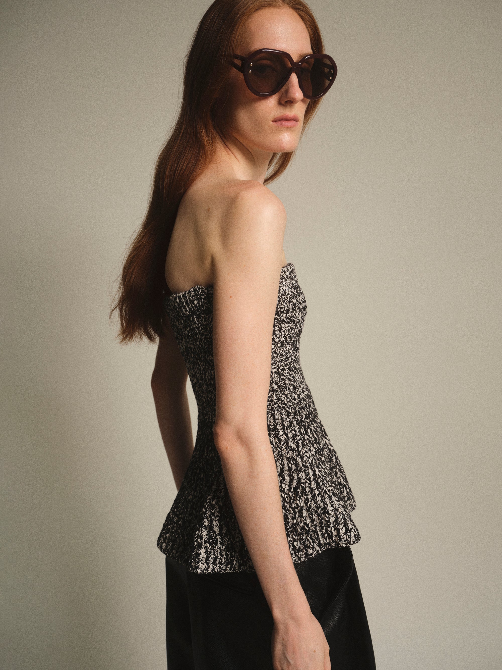 Peplum Knit Top, Black
