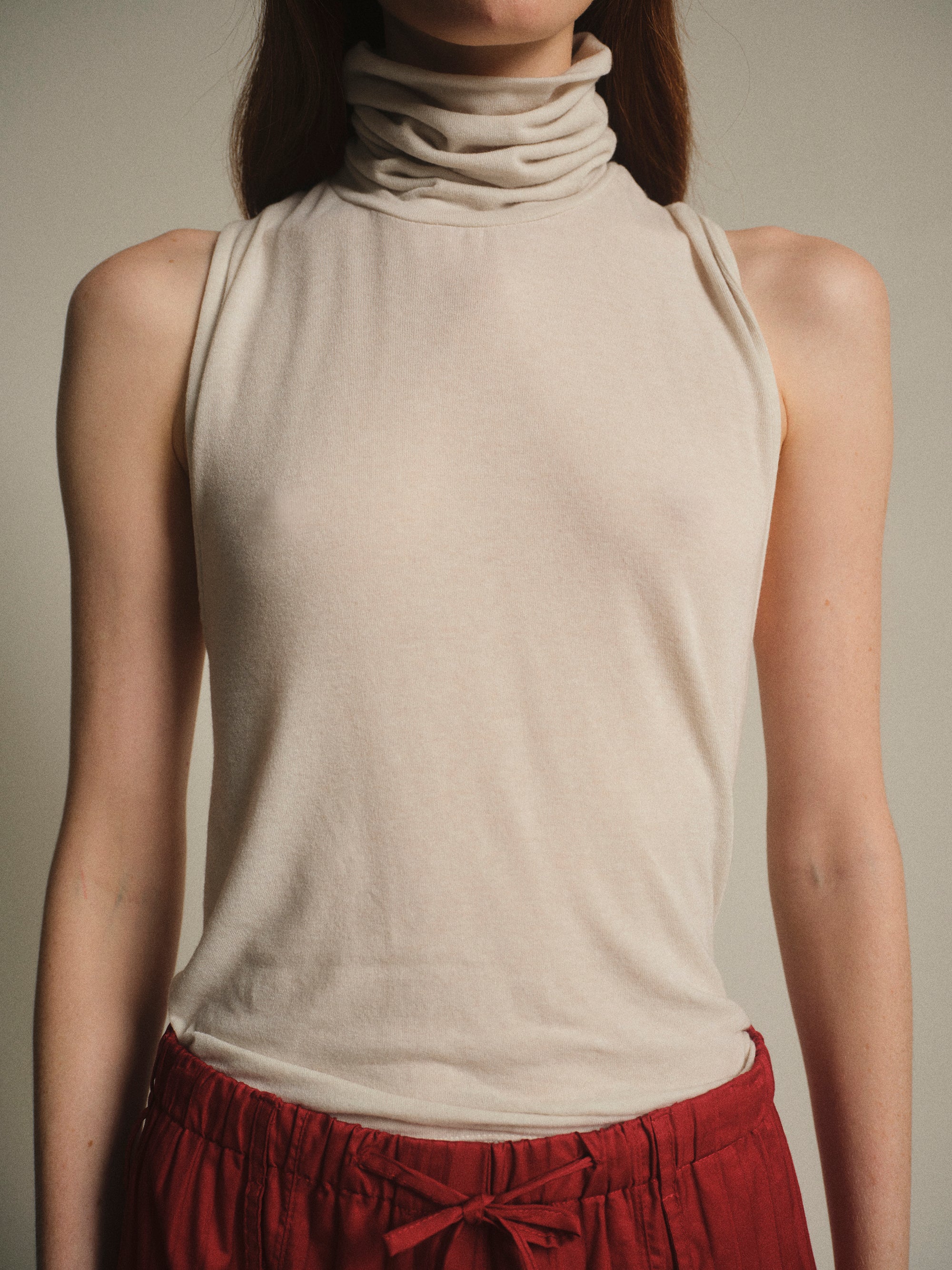 Twist Back Roll Neck Top, Ivory