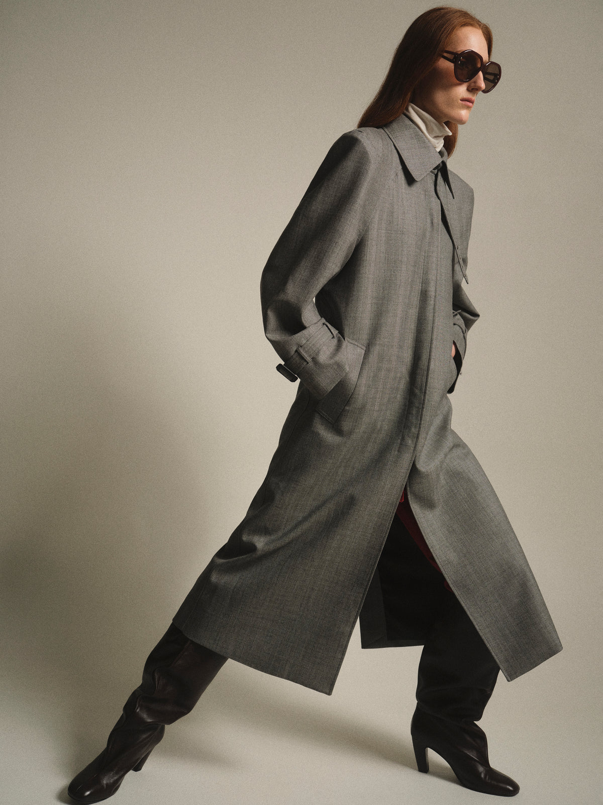 Rota Tailored Belted Overcoat, Grey