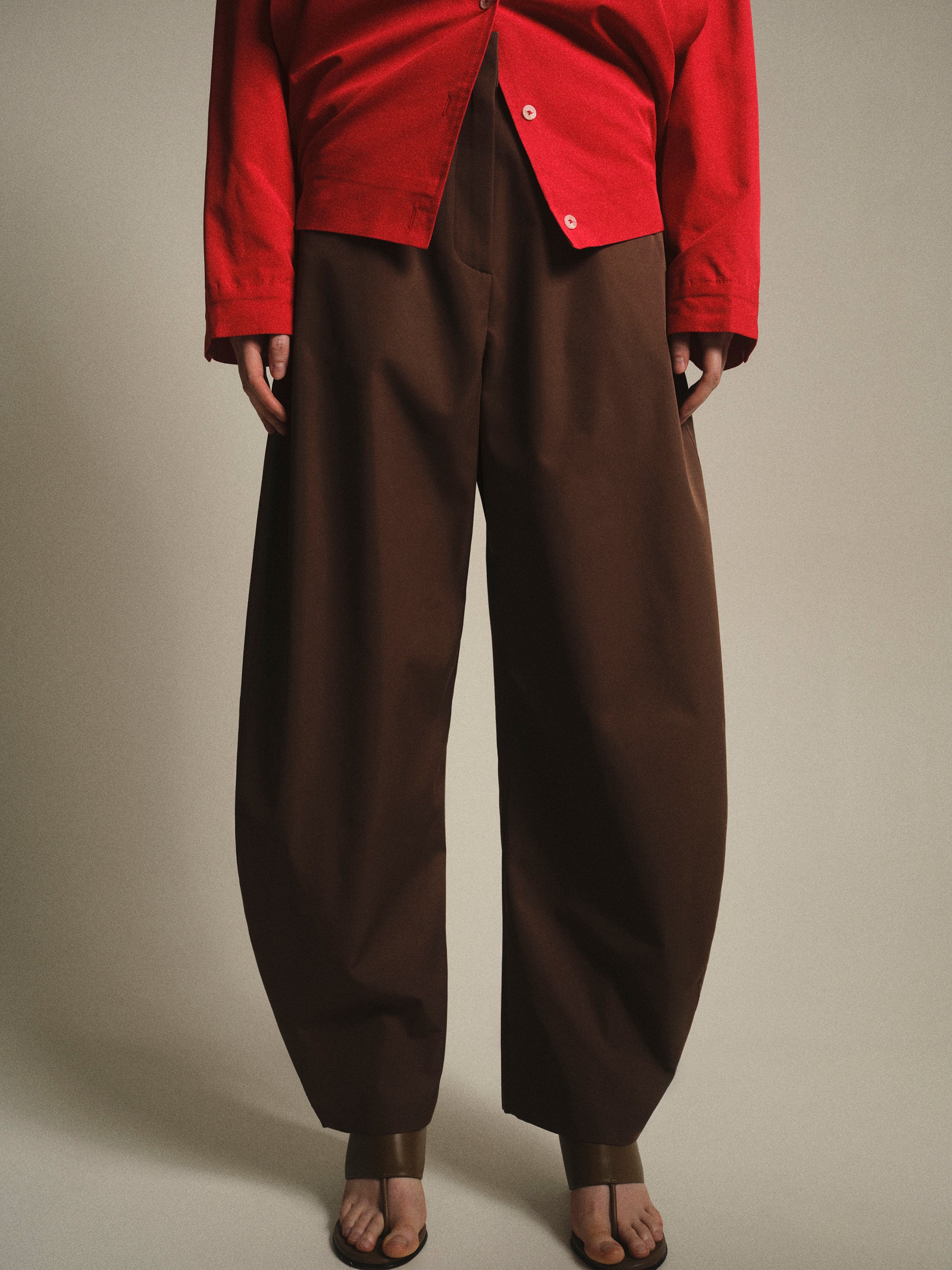 Barrel-Leg Trousers, Brown