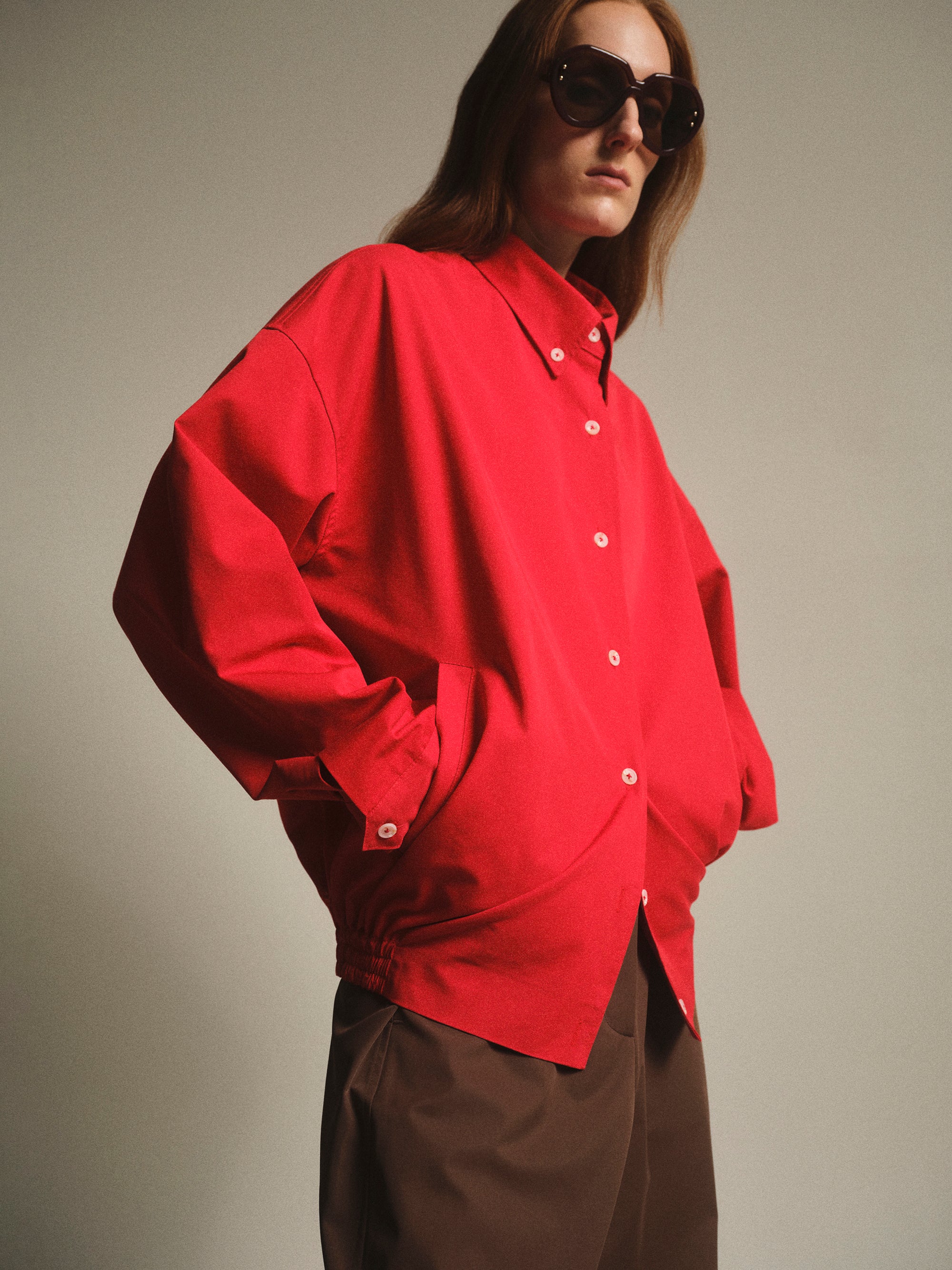 Shirt Blouson Jacket, Red