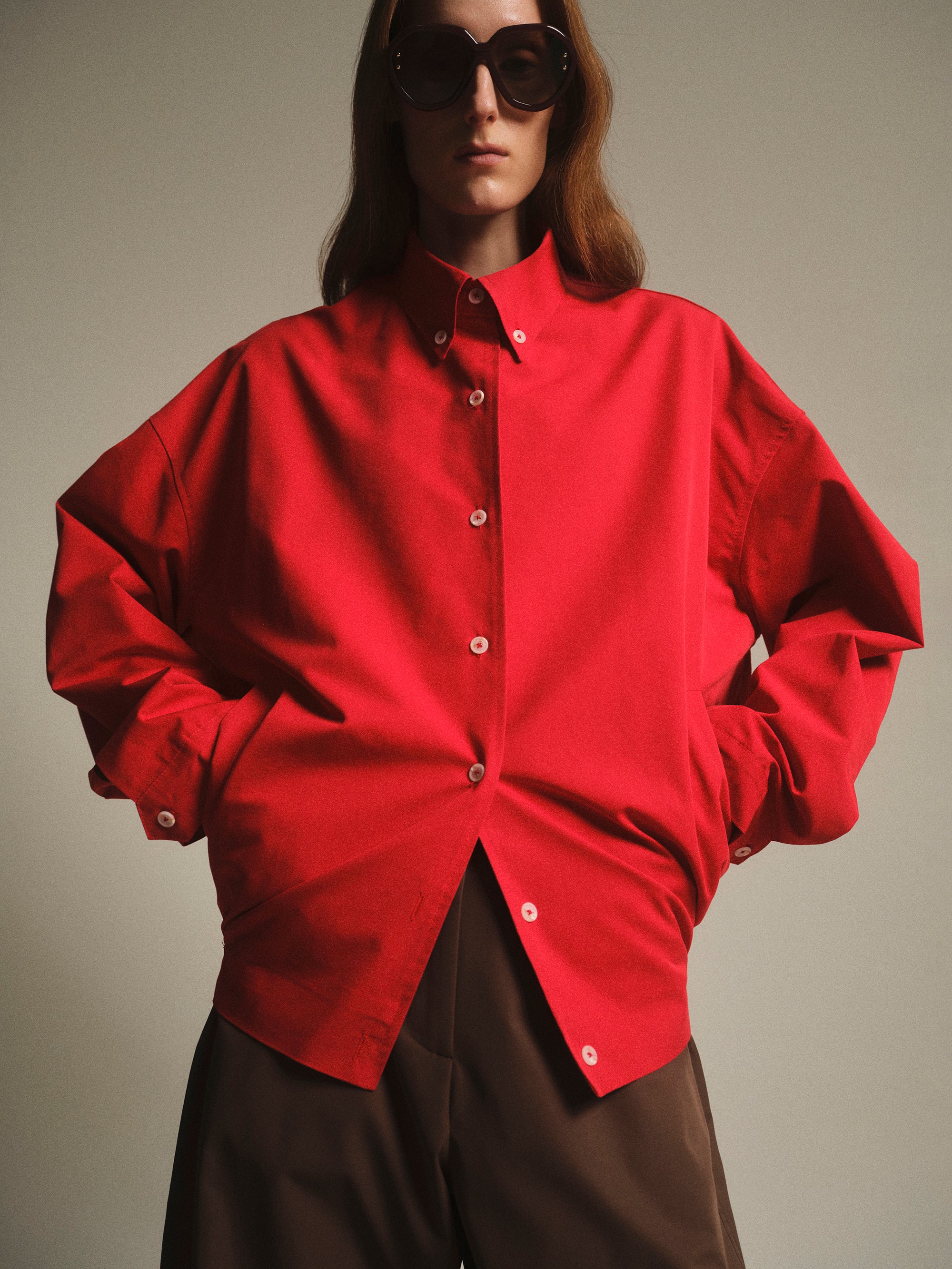 Shirt Blouson Jacket, Red – SourceUnknown