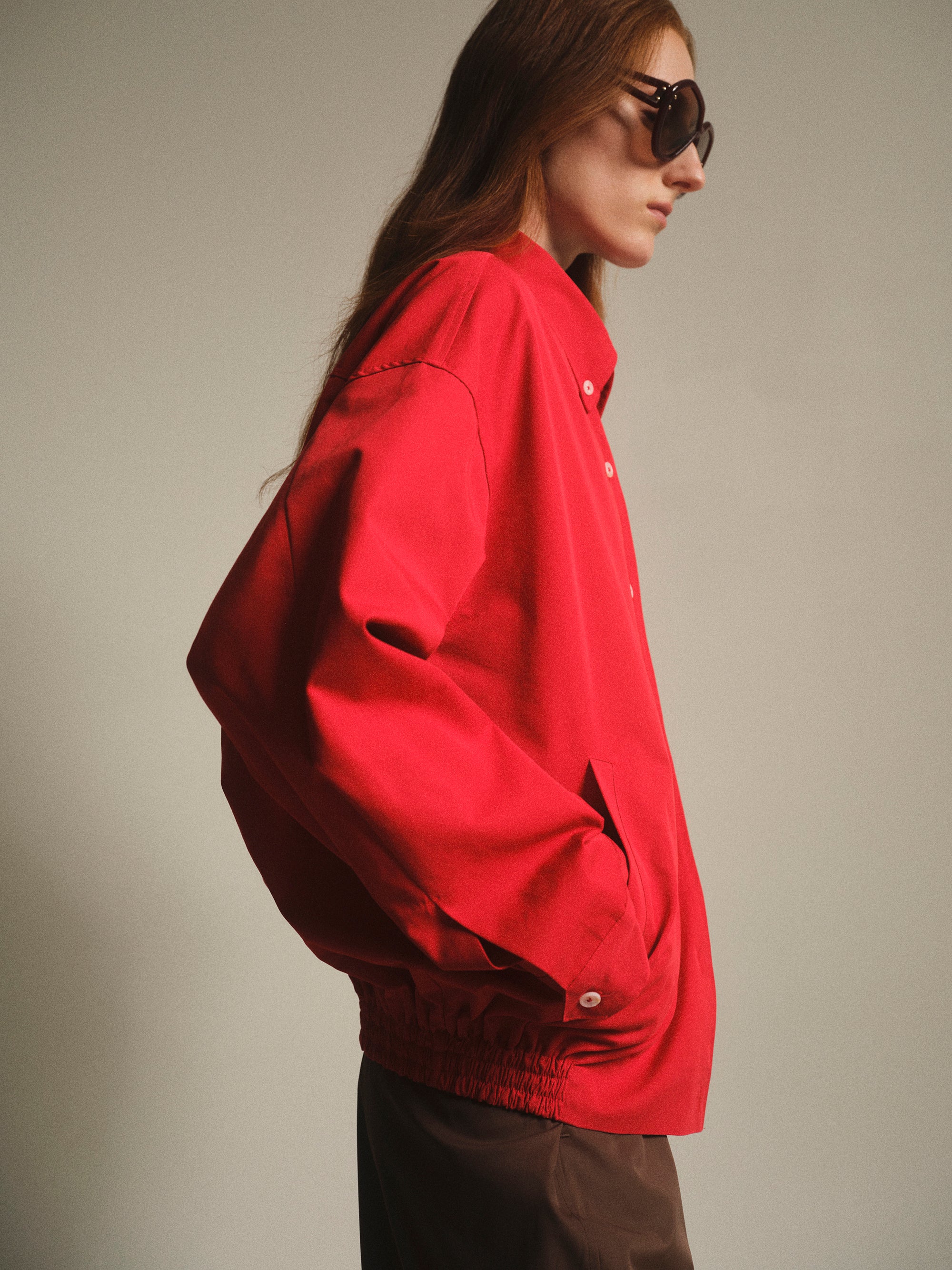 Shirt Blouson Jacket, Red