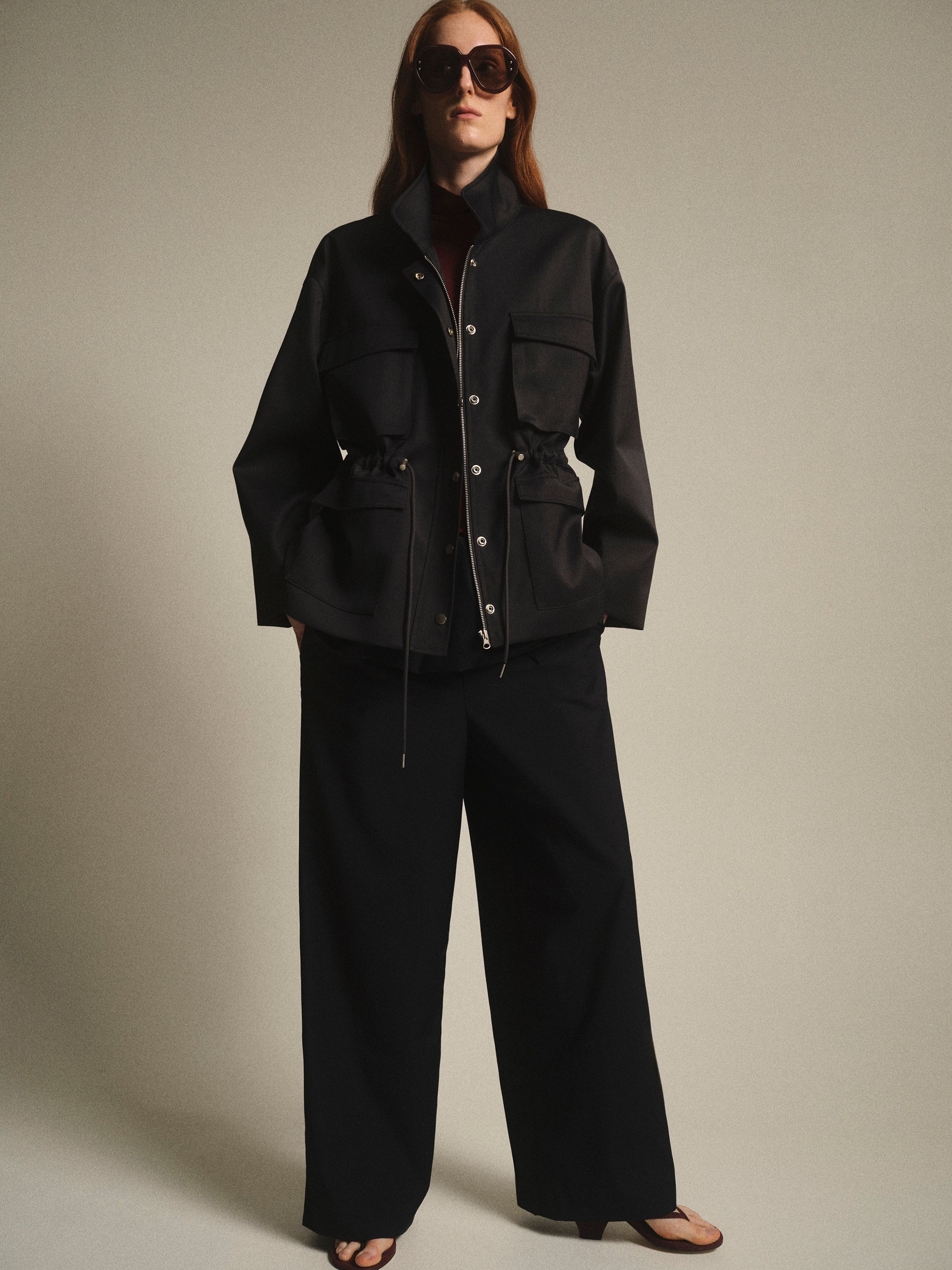 Satin-Effect Field Jacket, Grey