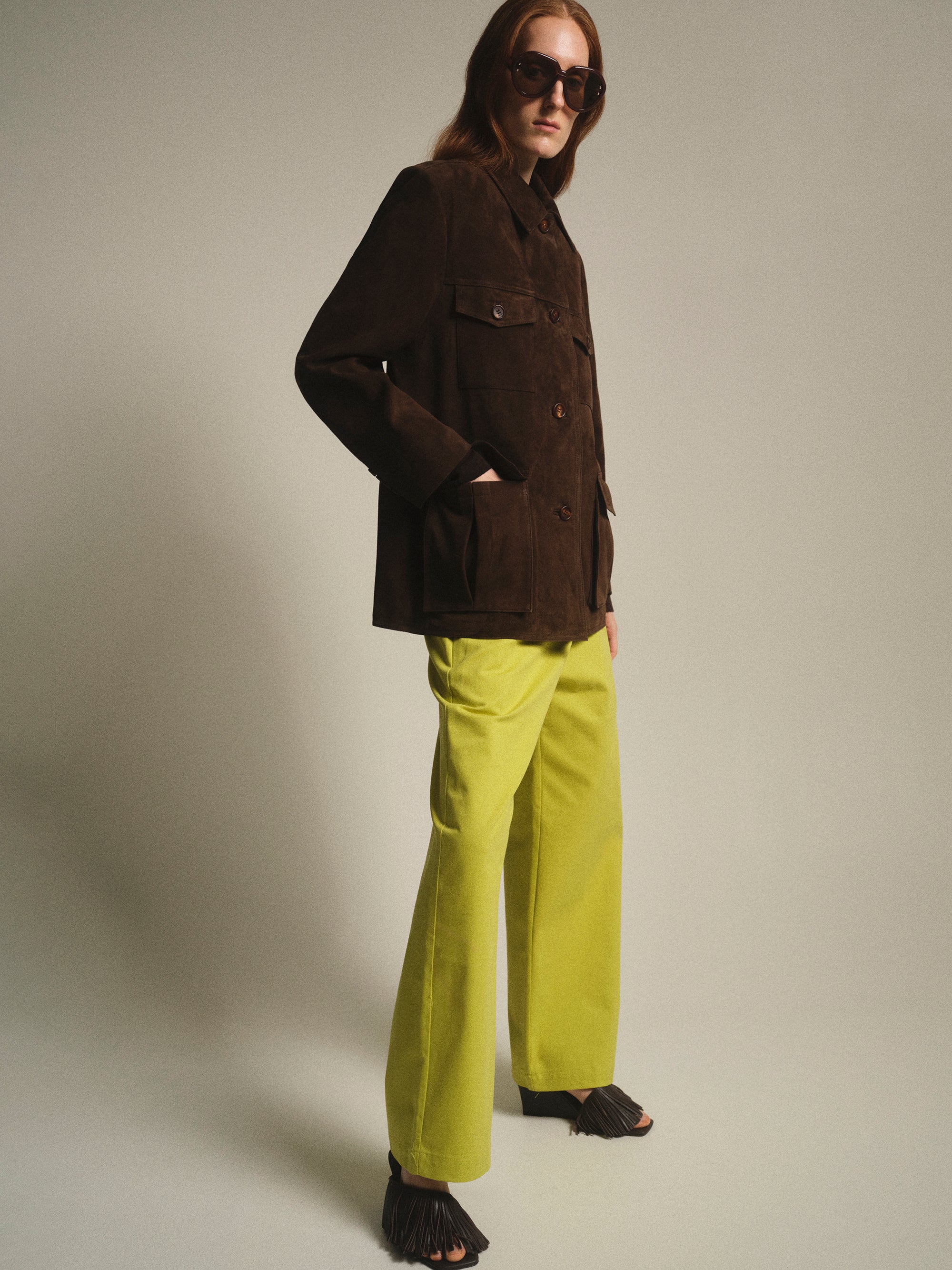 Straight Cotton Chinos, Chartreuse