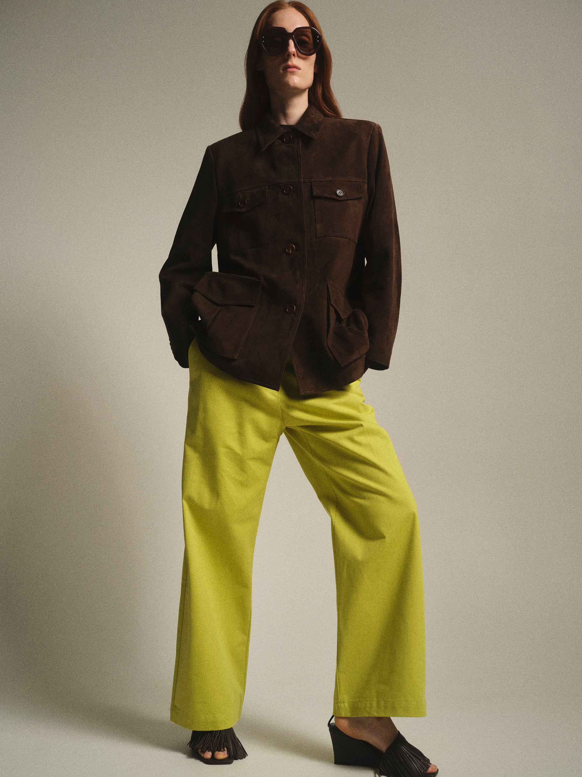 Suede Frock Jacket, Brown