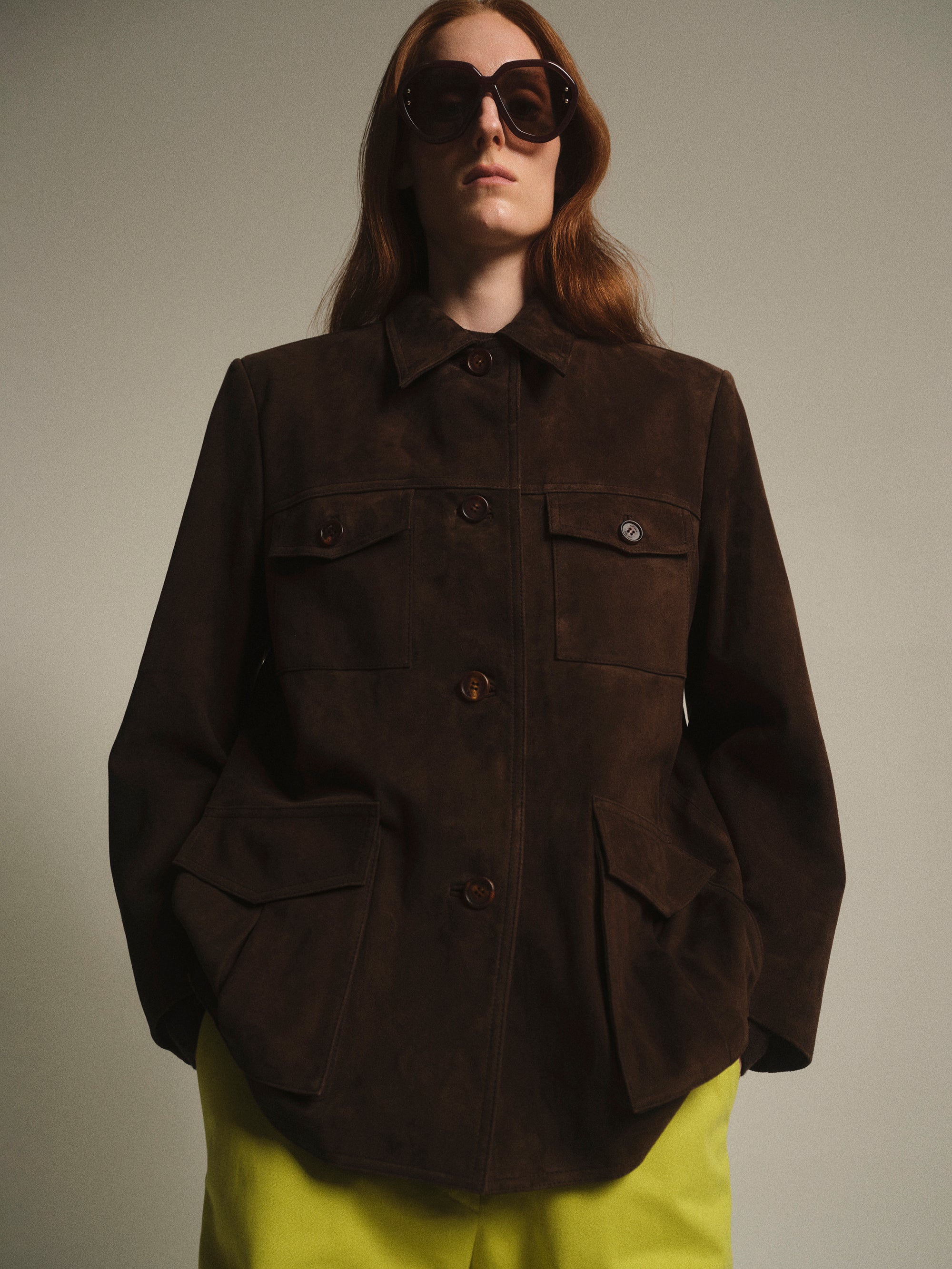 Suede Frock Jacket, Brown