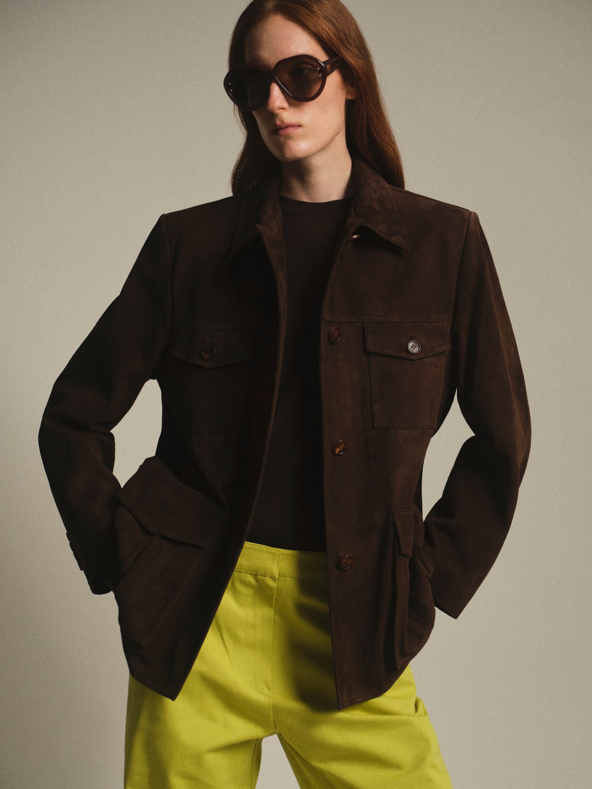 Suede Frock Jacket, Brown