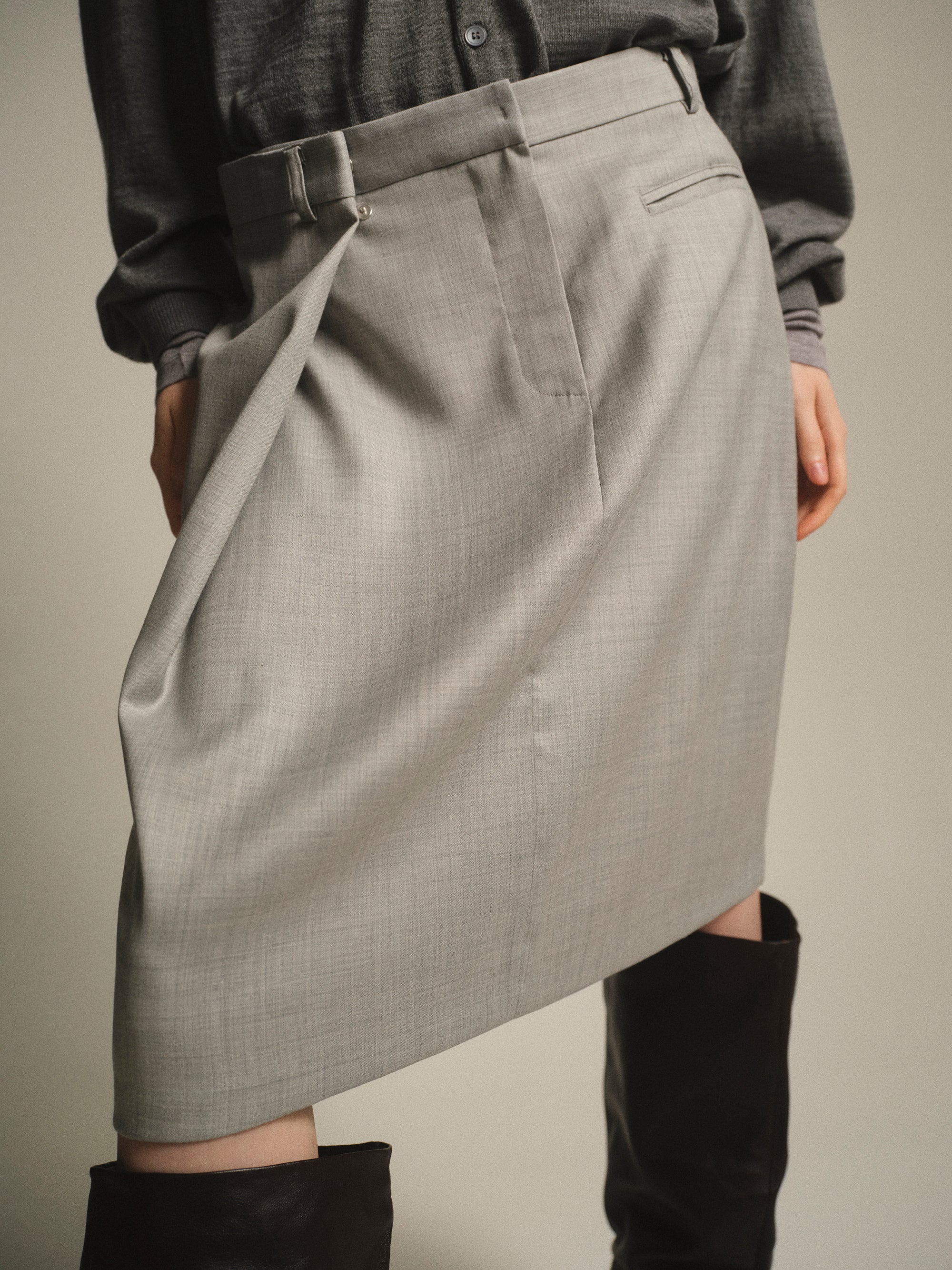 Wrap Pencil Skirt, Grey