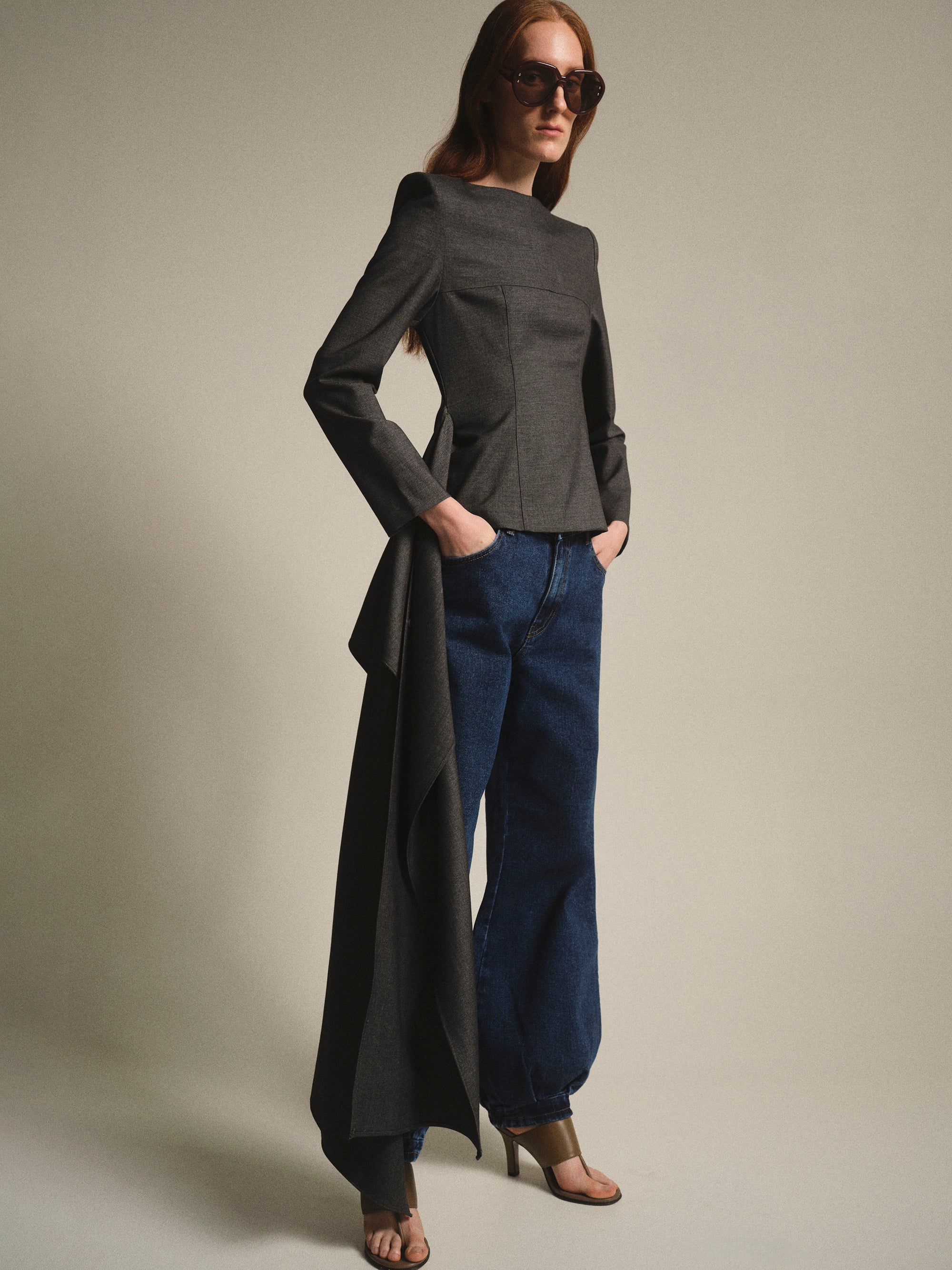 Asymmetric Panel Top, Charcoal