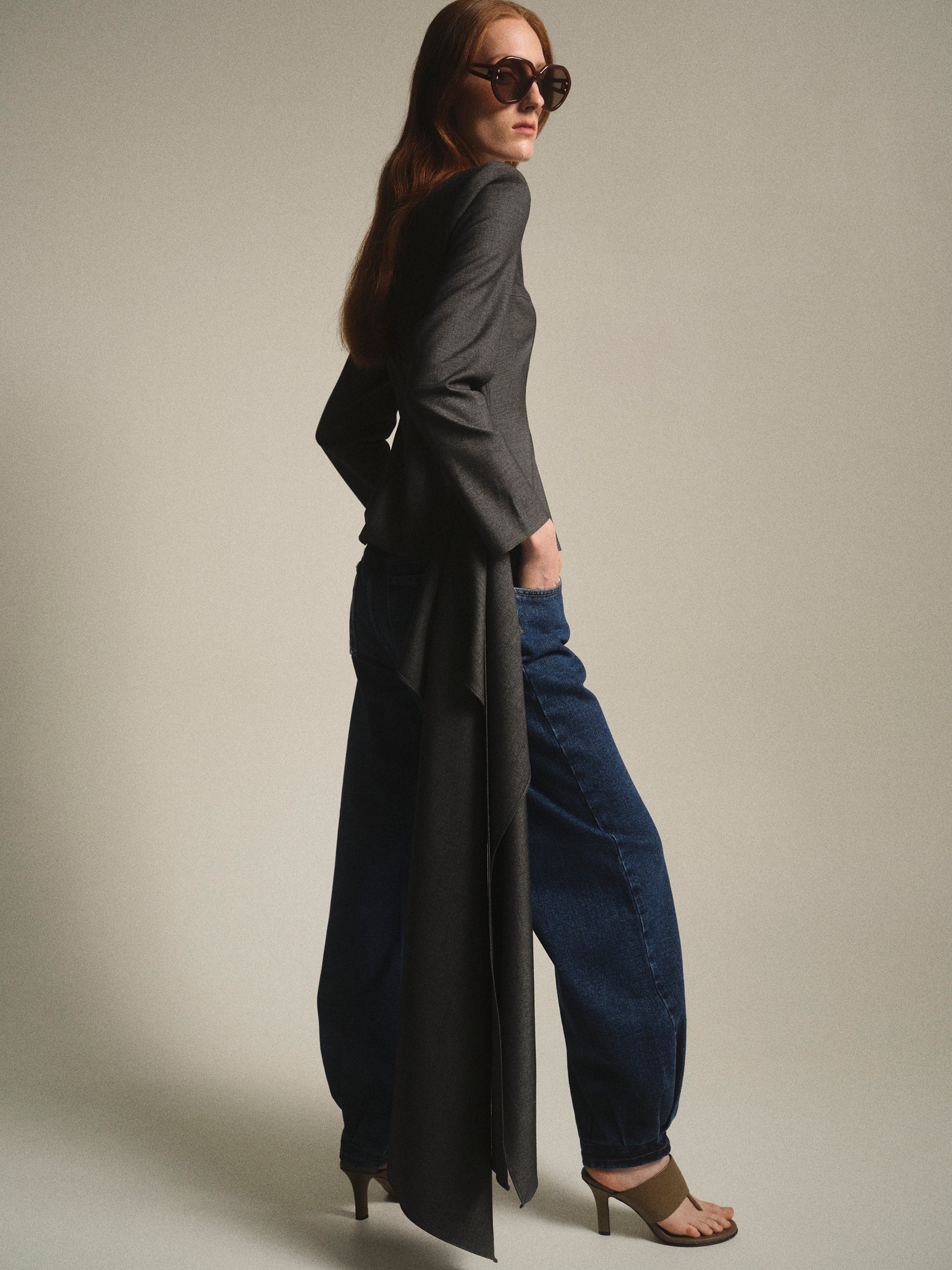Asymmetric Panel Top, Charcoal