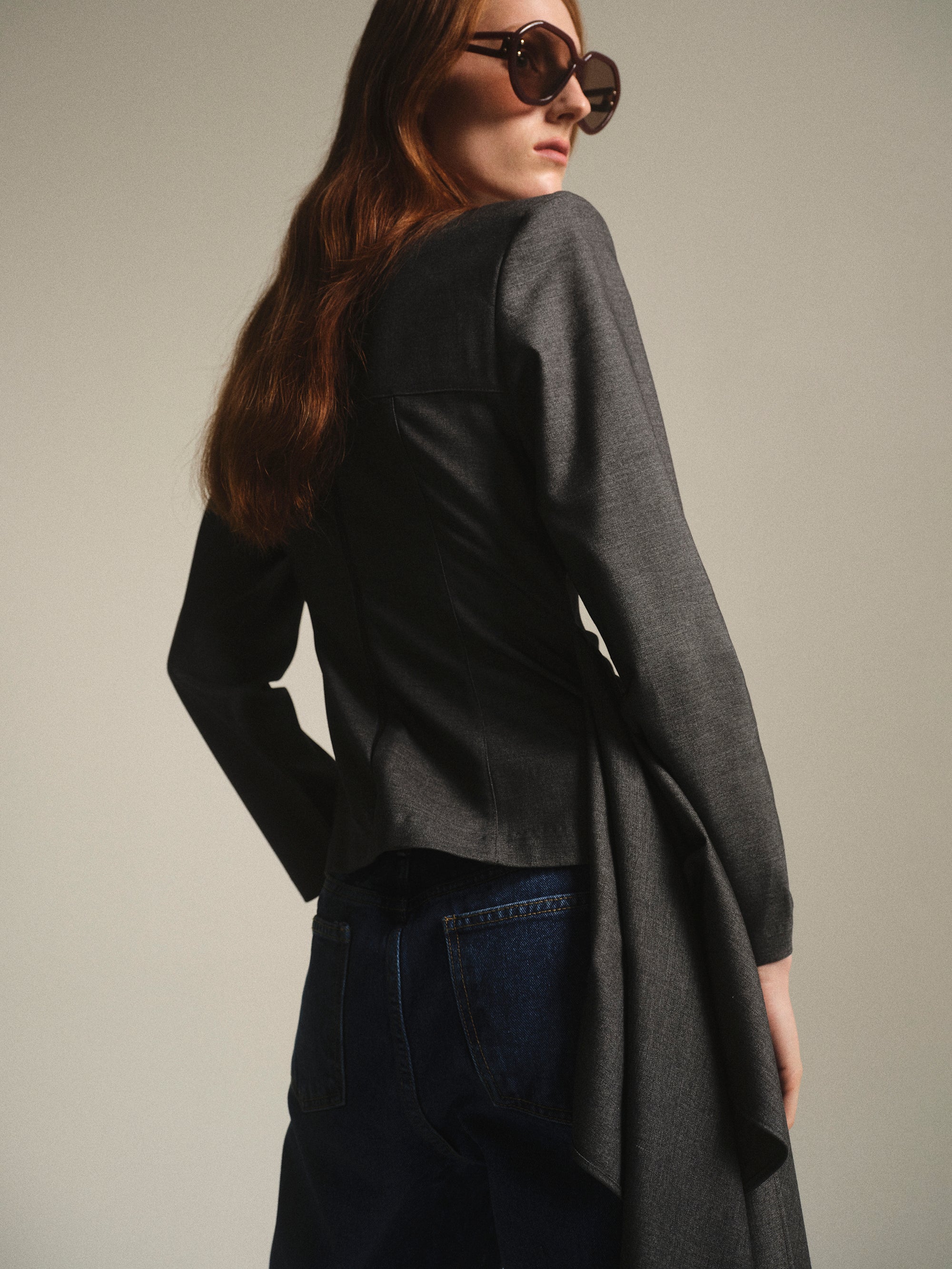 Asymmetric Panel Top, Charcoal