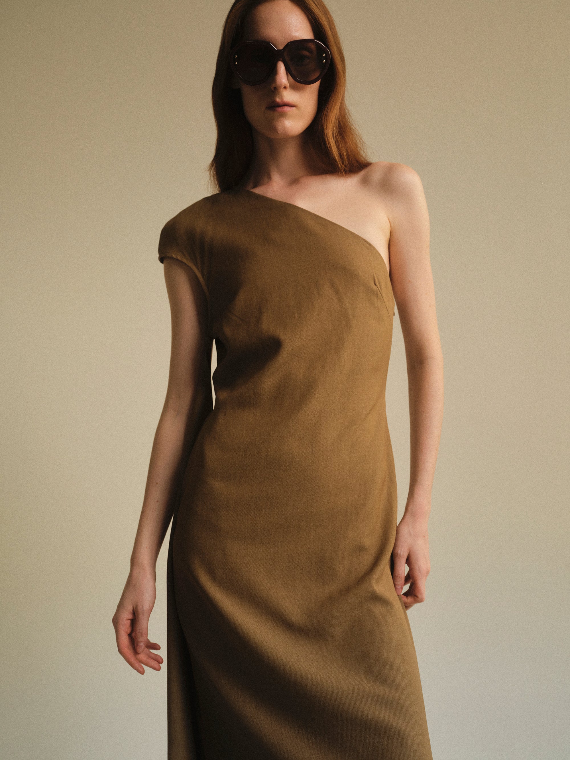 Asymmetric Dress, Beige