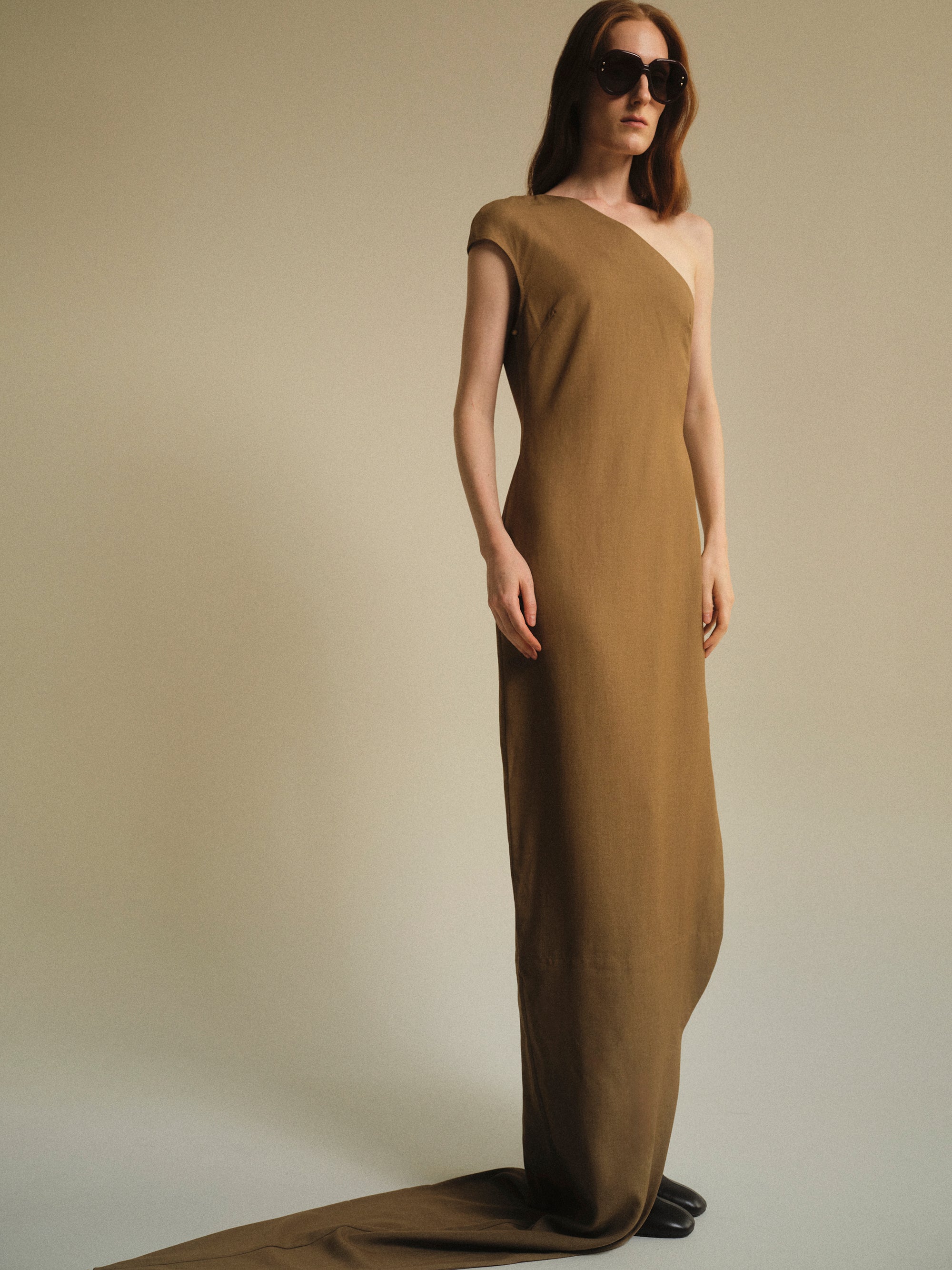 Asymmetric Dress, Beige