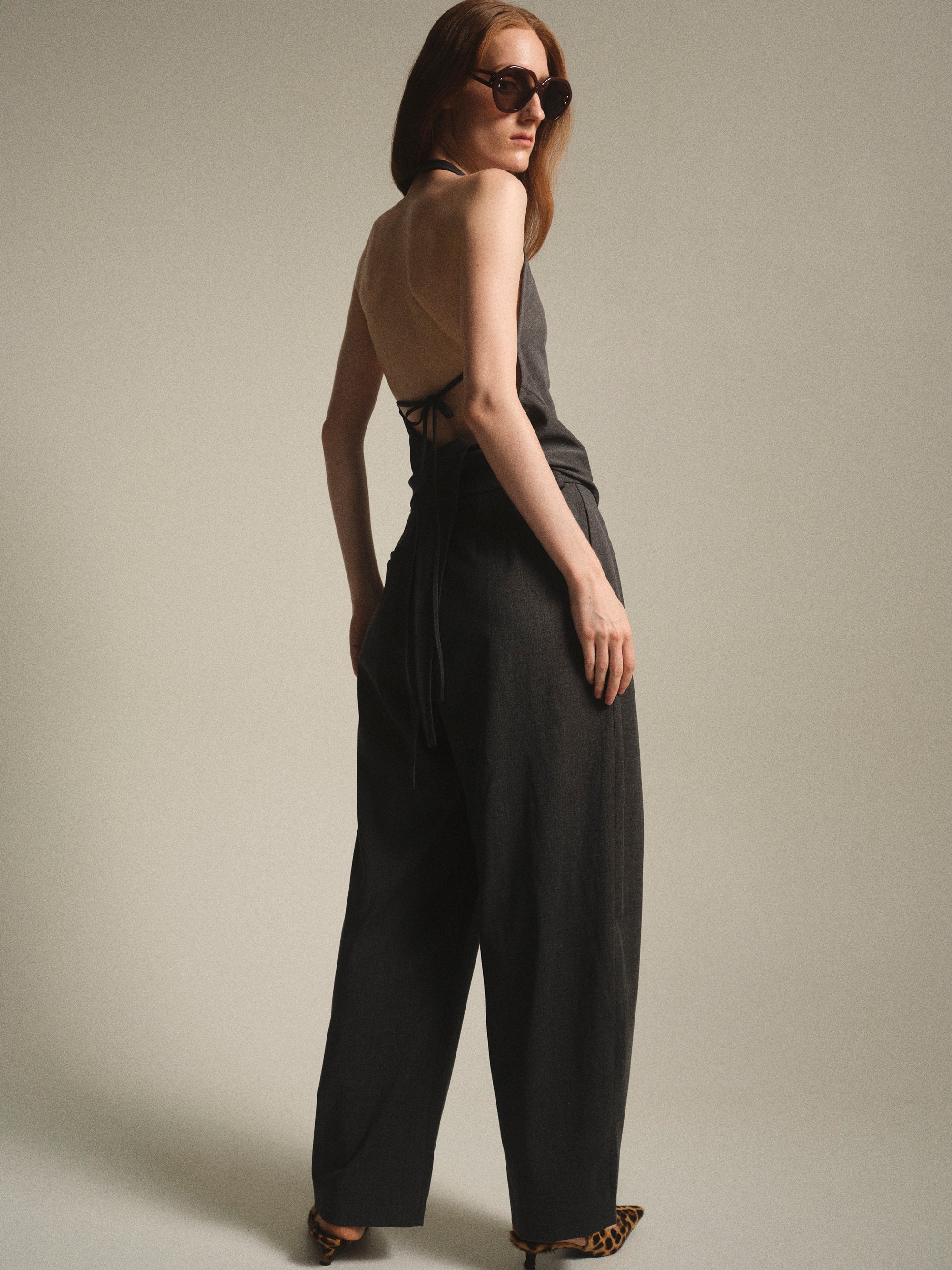 Hopsack Relaxed Trousers, Charcoal