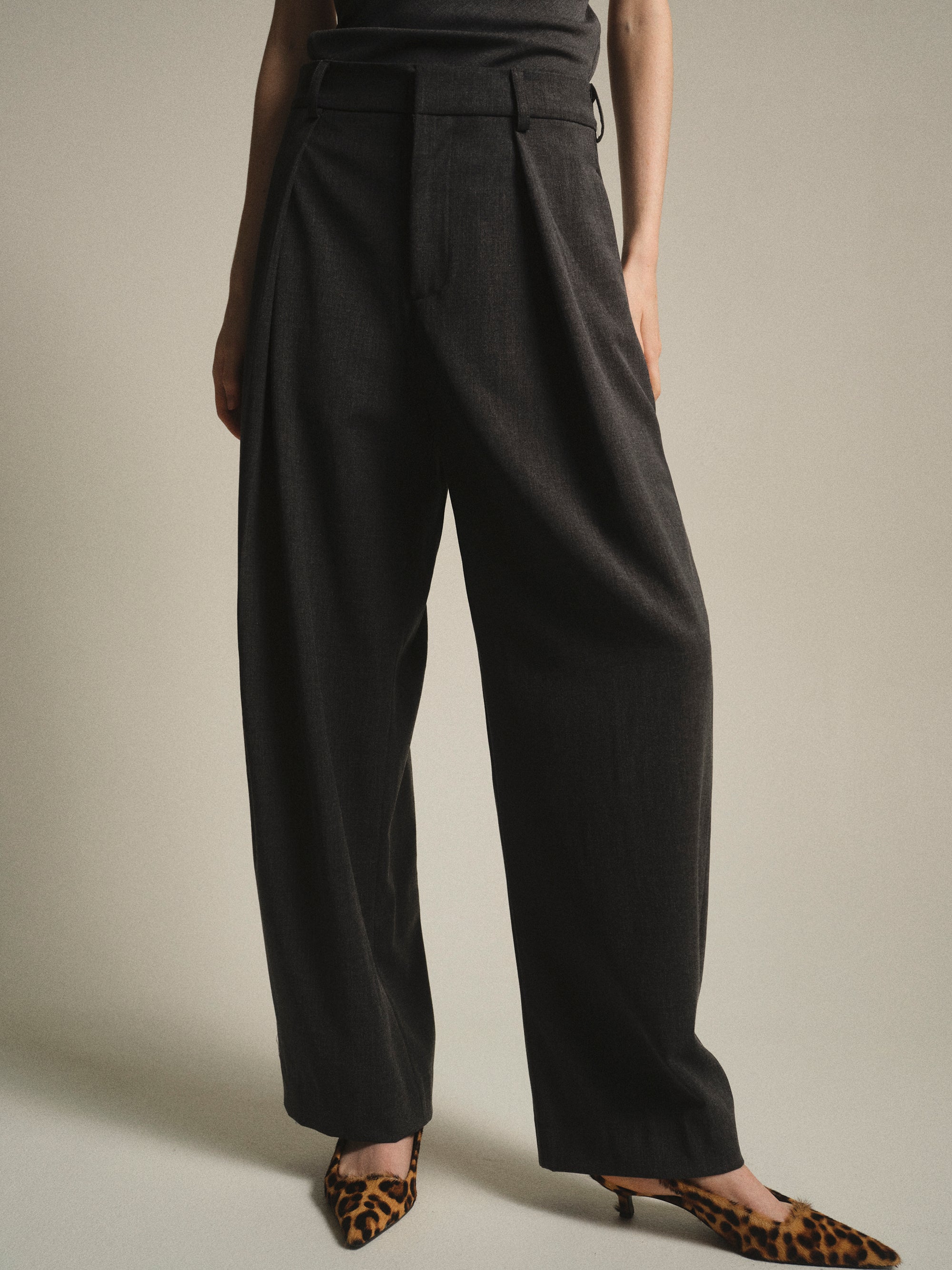 Hopsack Relaxed Trousers, Charcoal