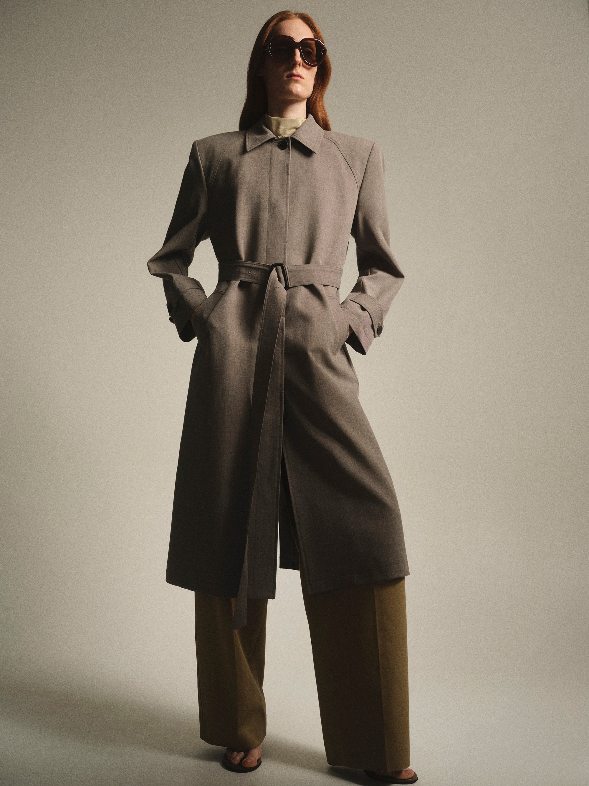 Belted Topcoat, Beige