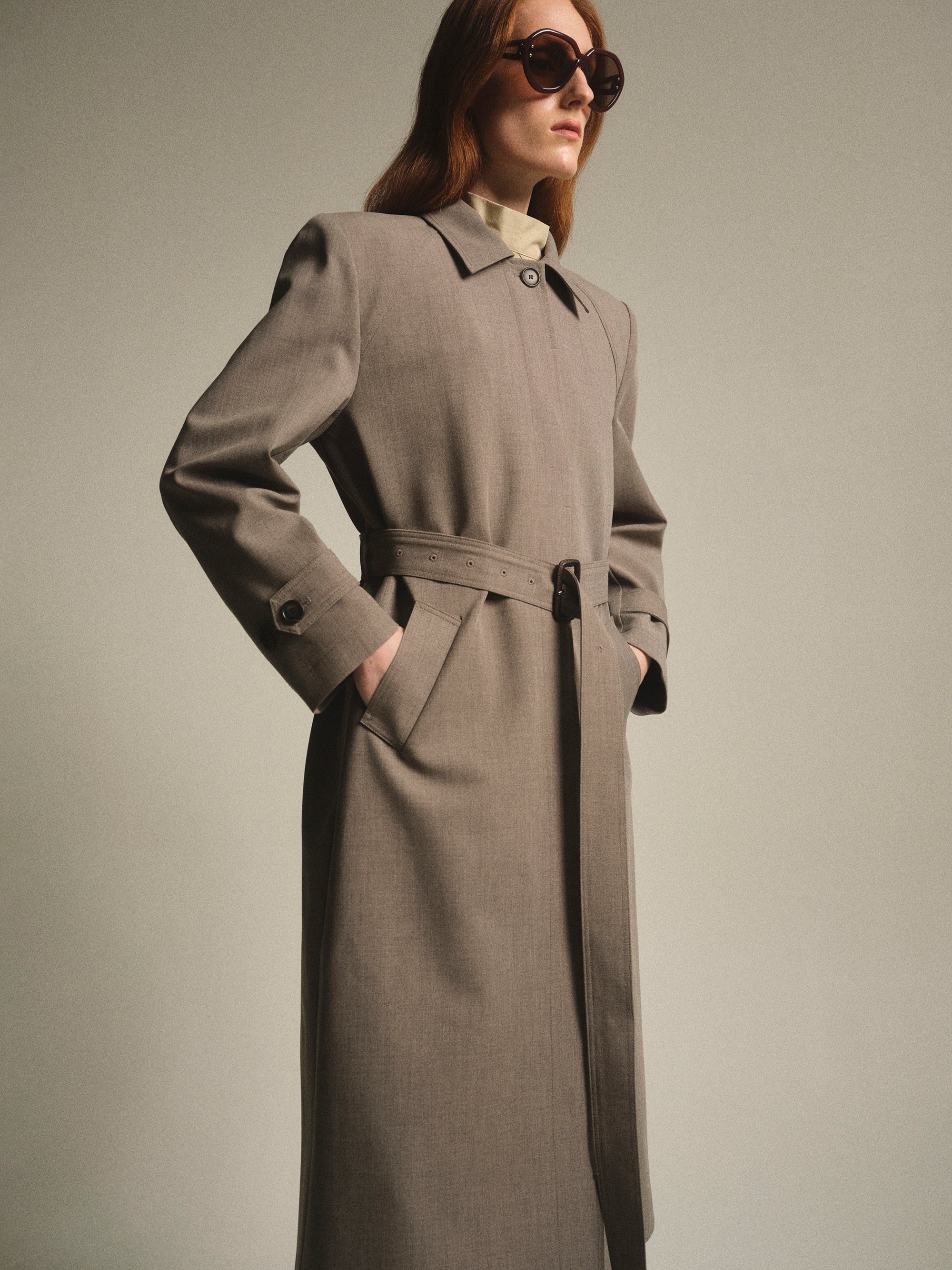 Belted Topcoat, Beige