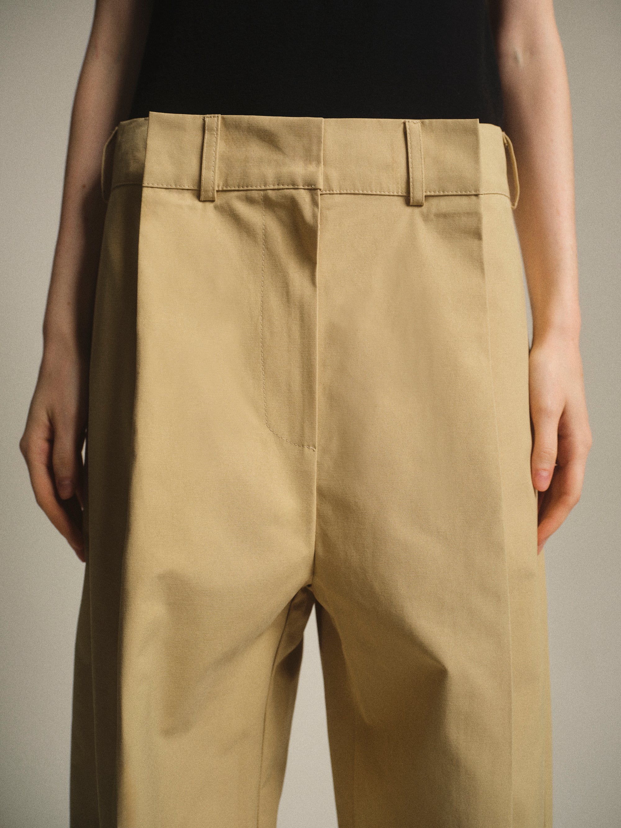 Relaxed Pleated Chinos, Beige