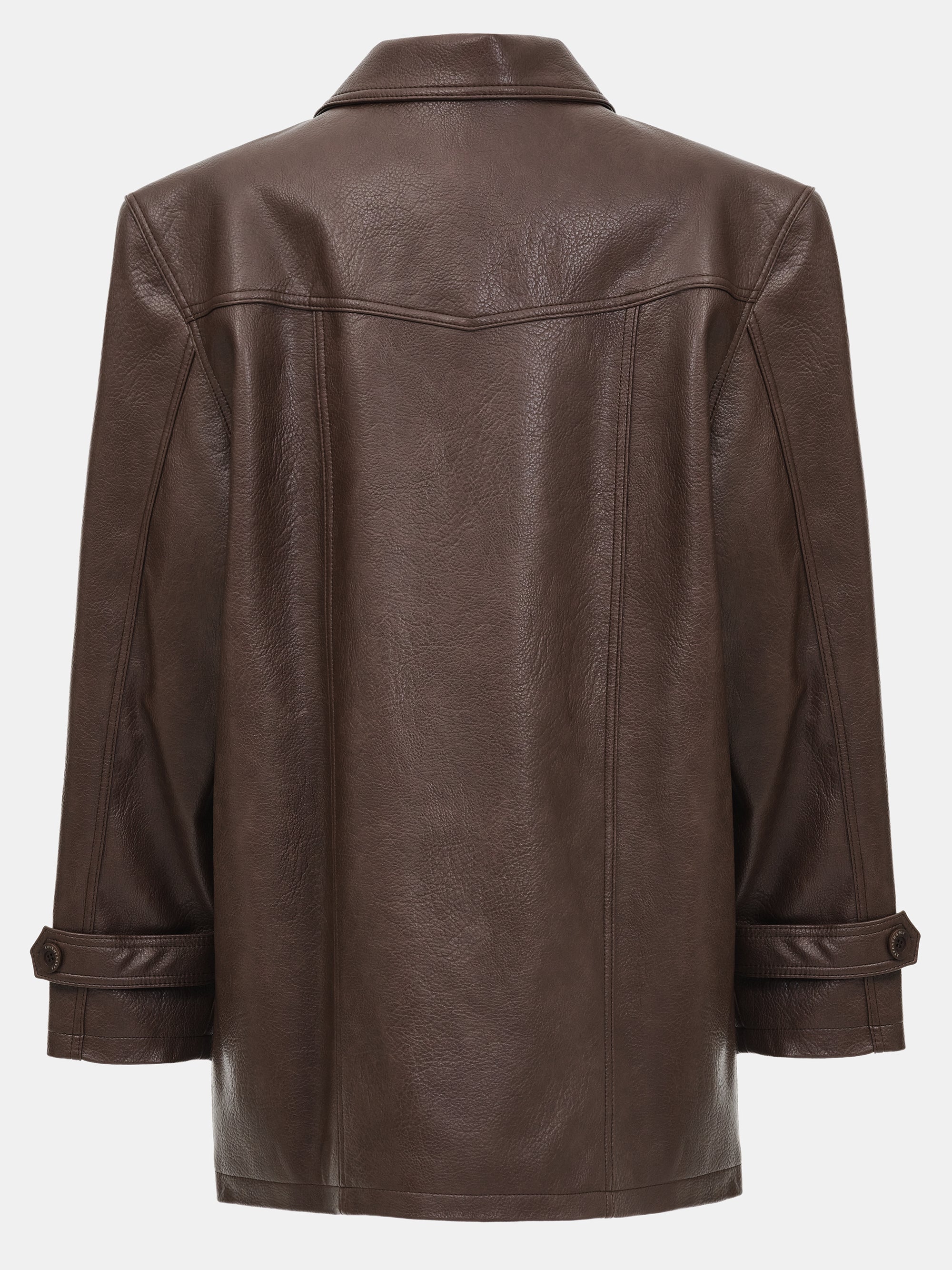 Faux-Leather Half Jacket, Brown