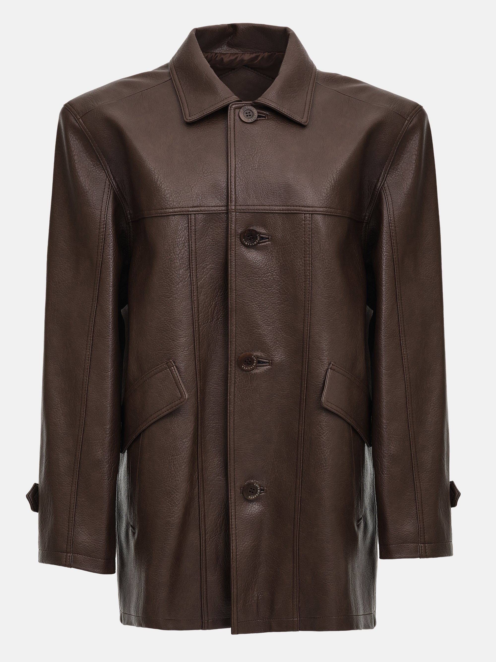 Faux-Leather Half Jacket, Brown