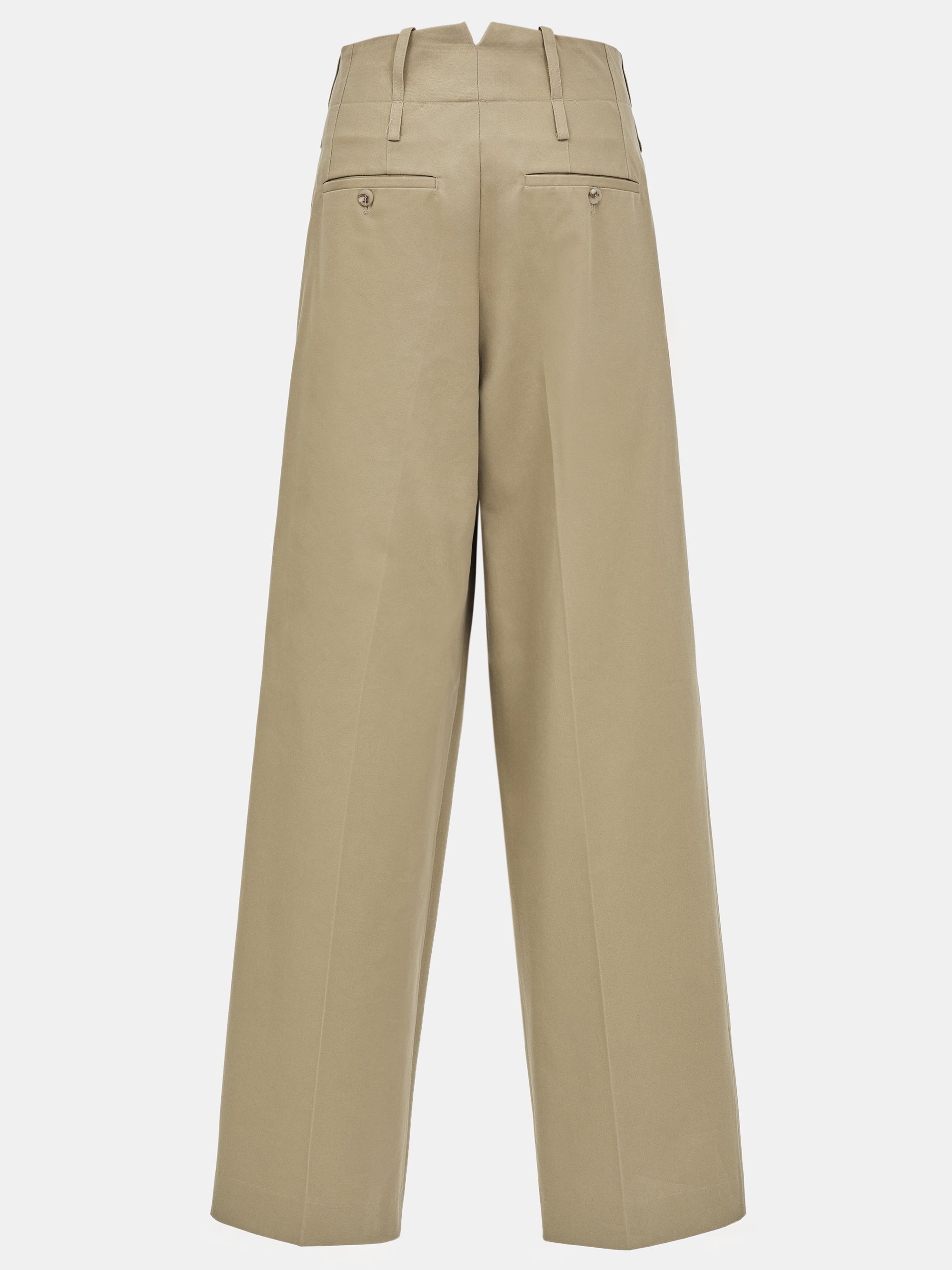 Double Waistband Chino Trousers, Beige