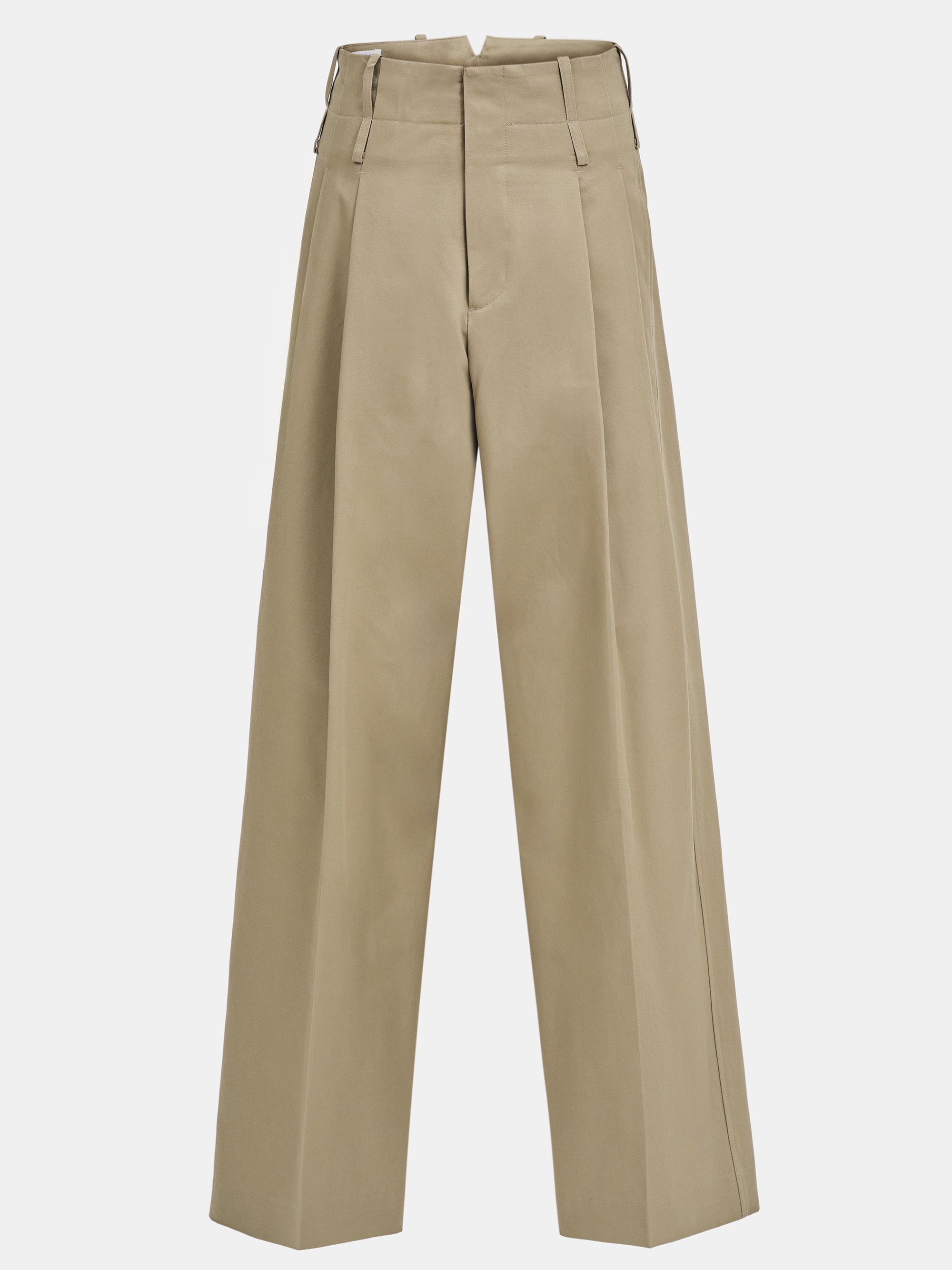 Double Waistband Chino Trousers, Beige