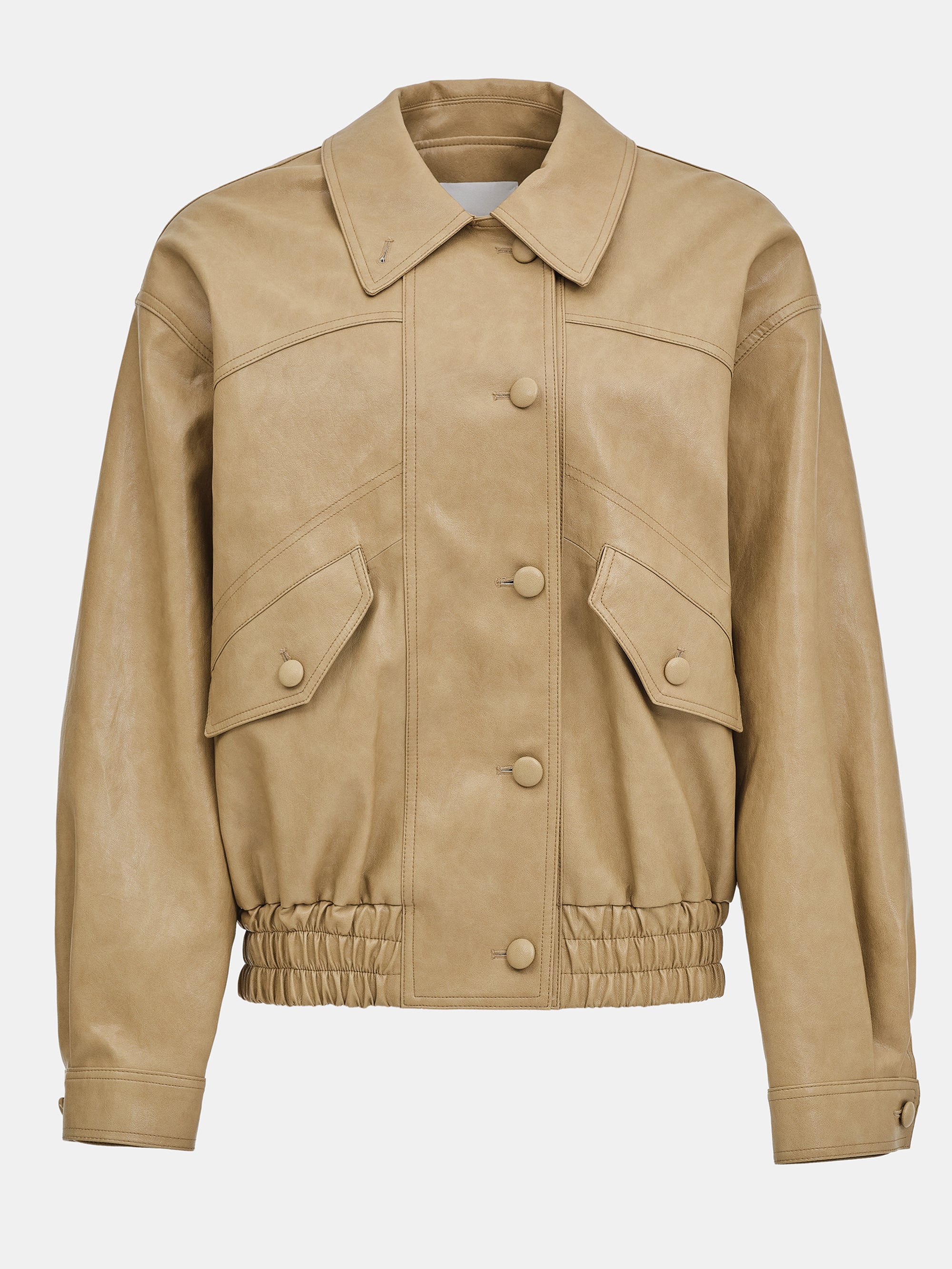 Faux-Leather Bomber Jacket, Butter