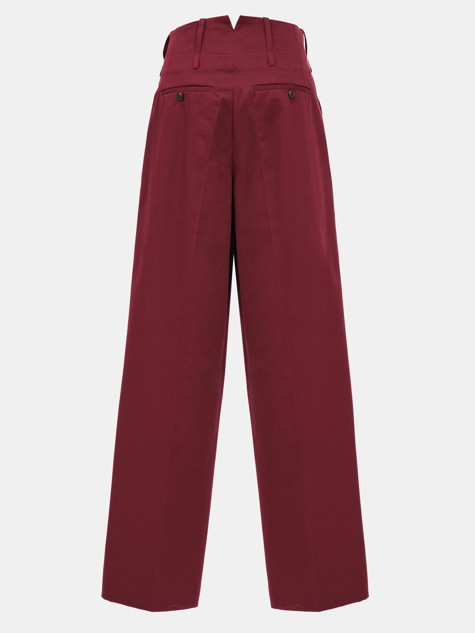 Double Waistband Chino Trousers, Burgundy