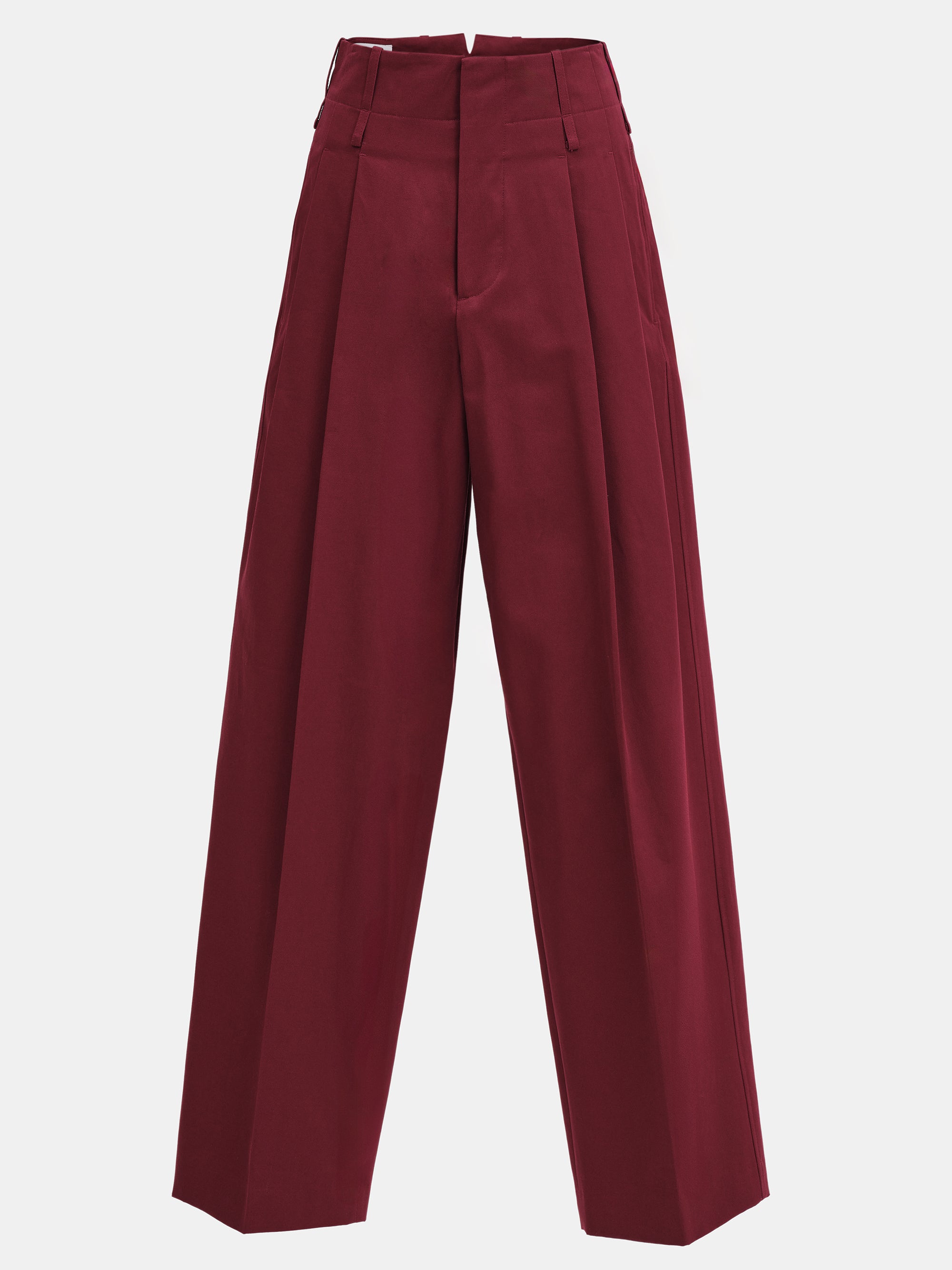Double Waistband Chino Trousers, Burgundy