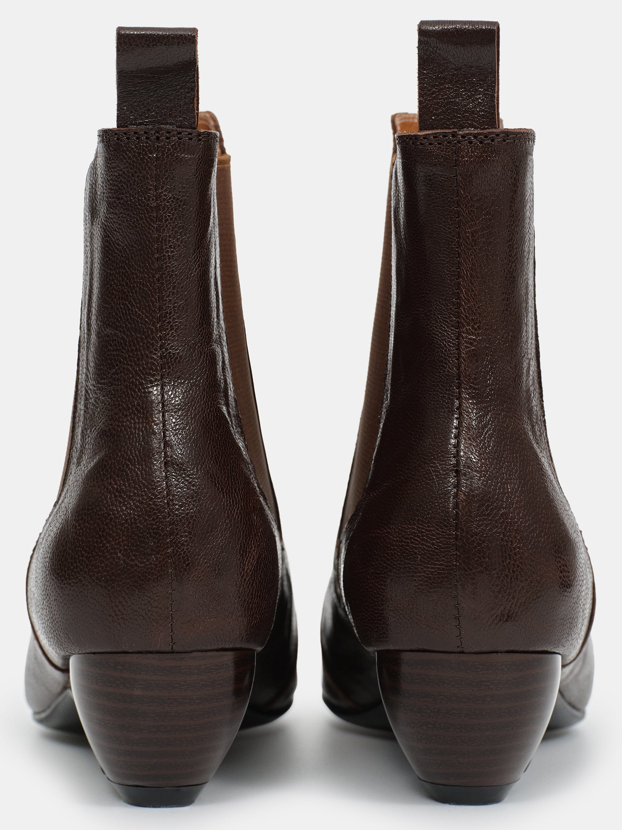 Crinkled Leather Chelsea Boots, Brown