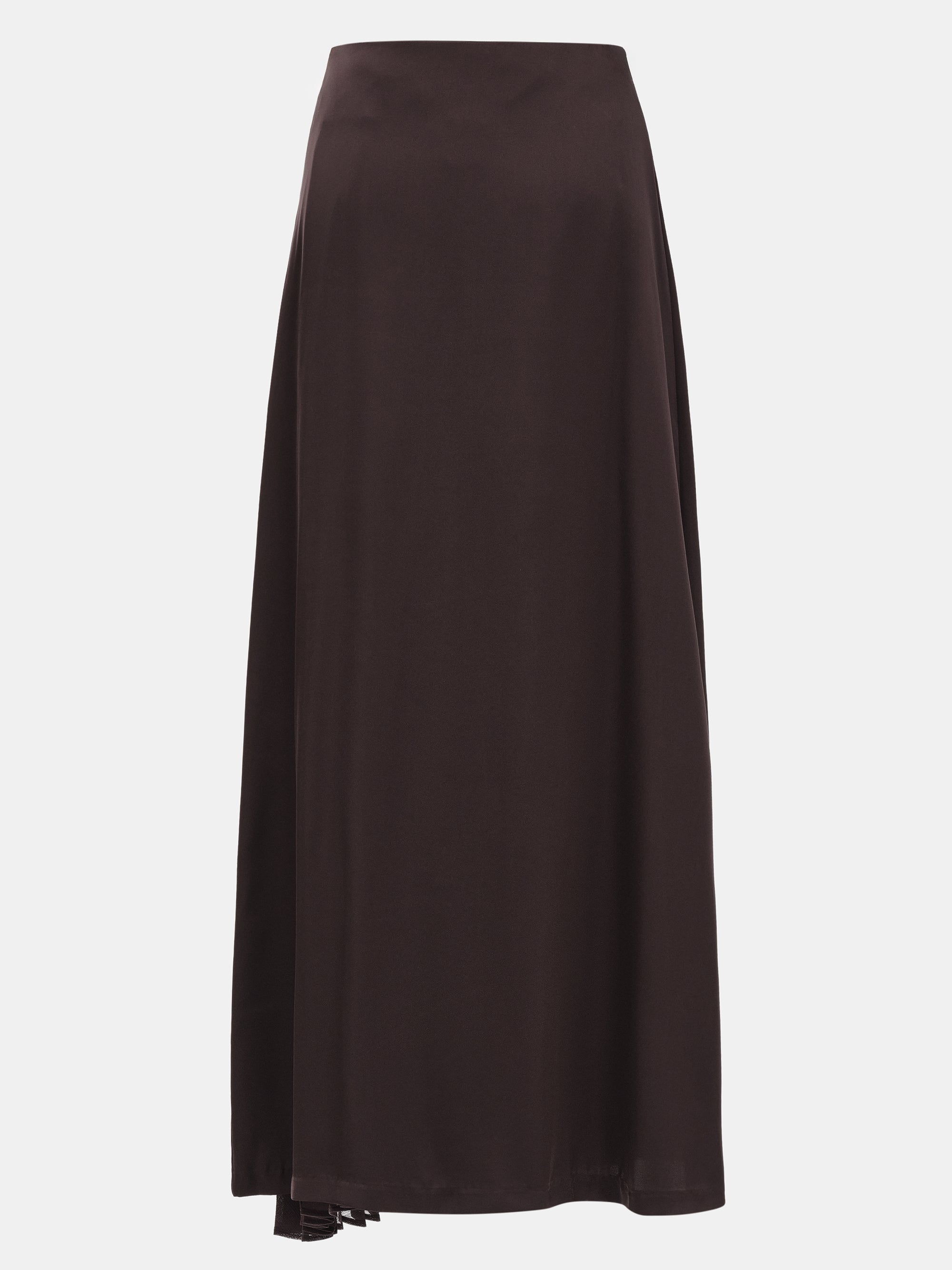 Satin-Effect Midi Skirt, Brown