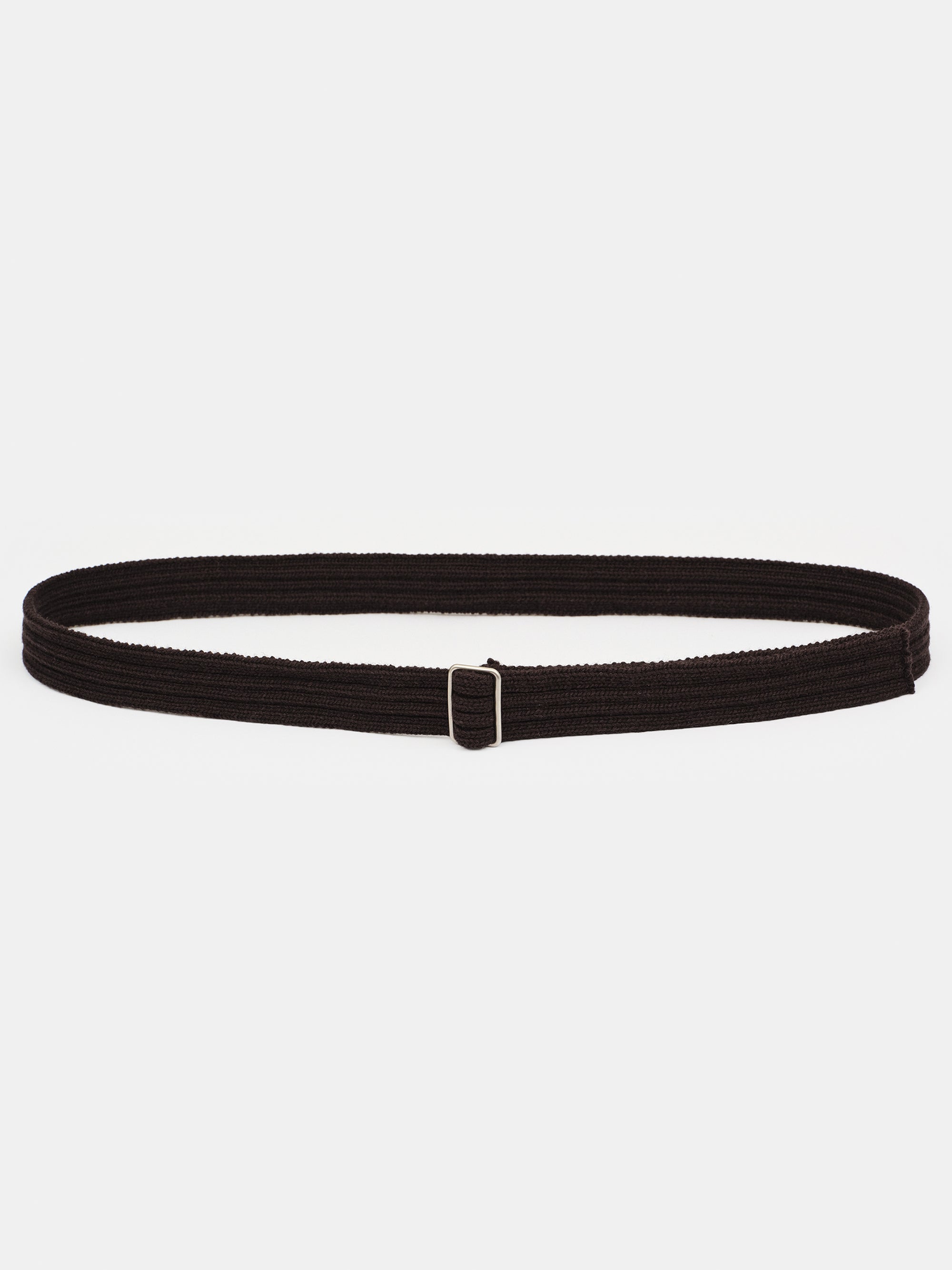 Ribbed Knit Belt, Brown