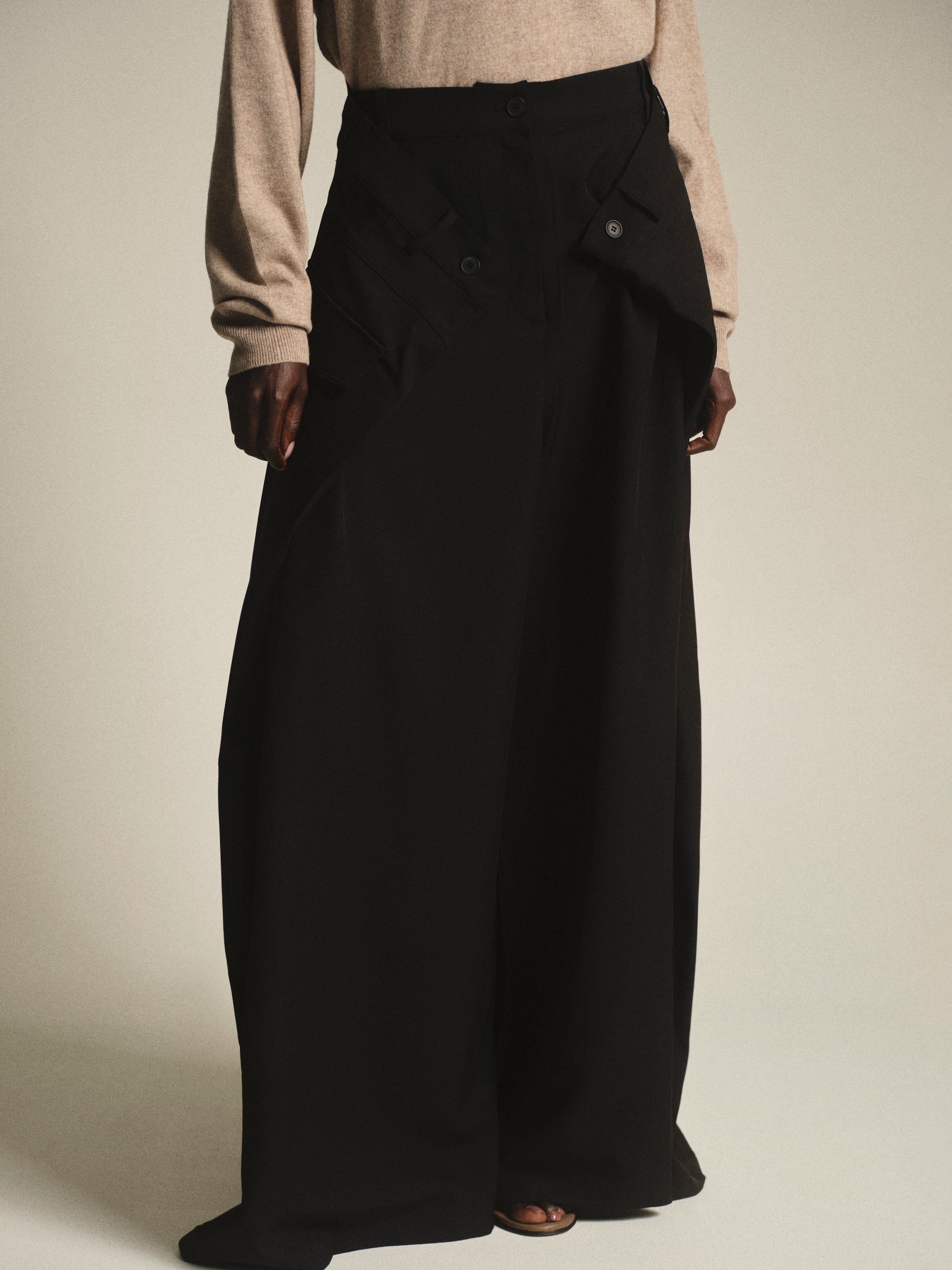 Double Flap Cargo Trousers, Black