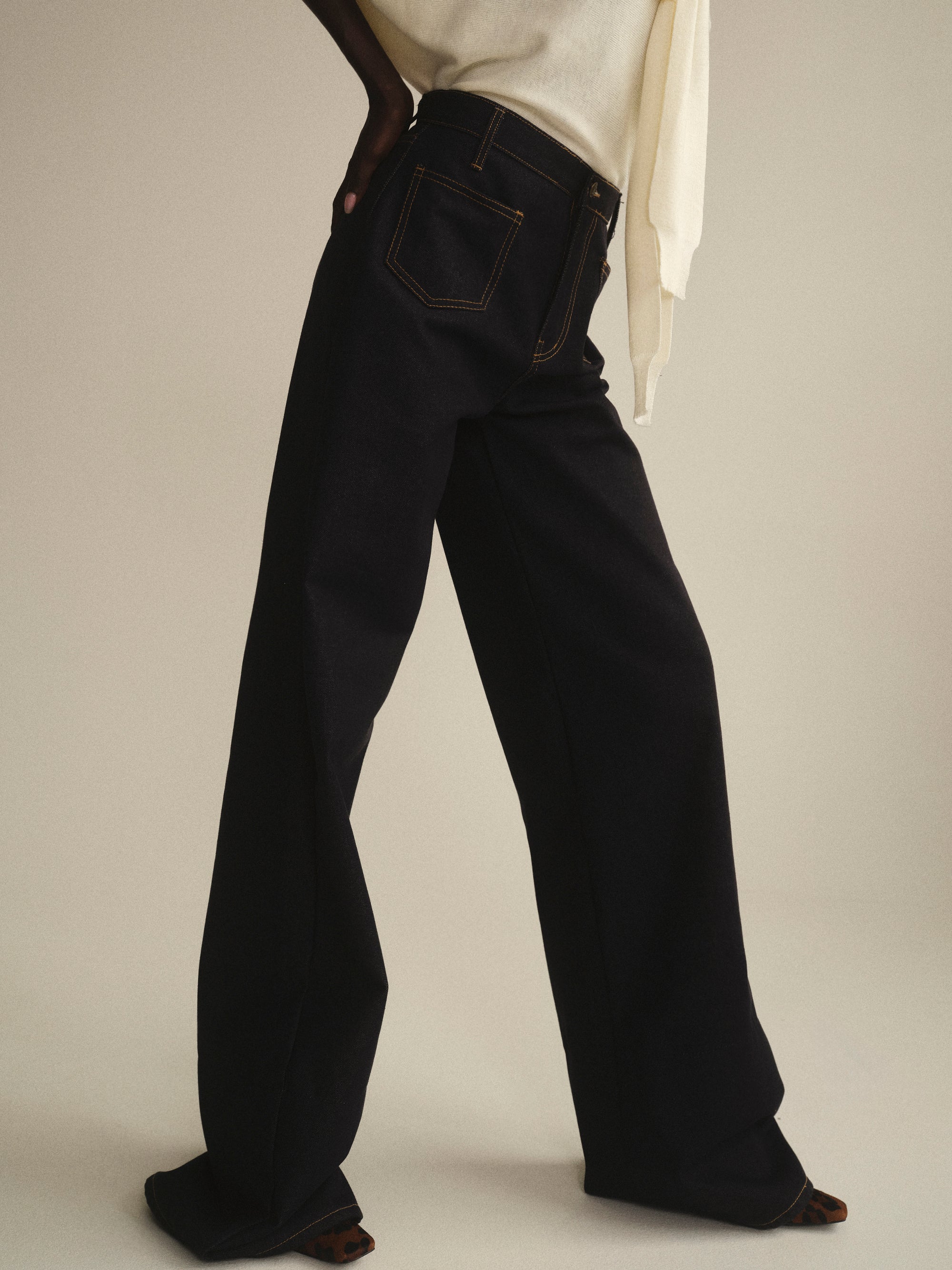 High Rise Wide Leg Jeans, Raw Wash