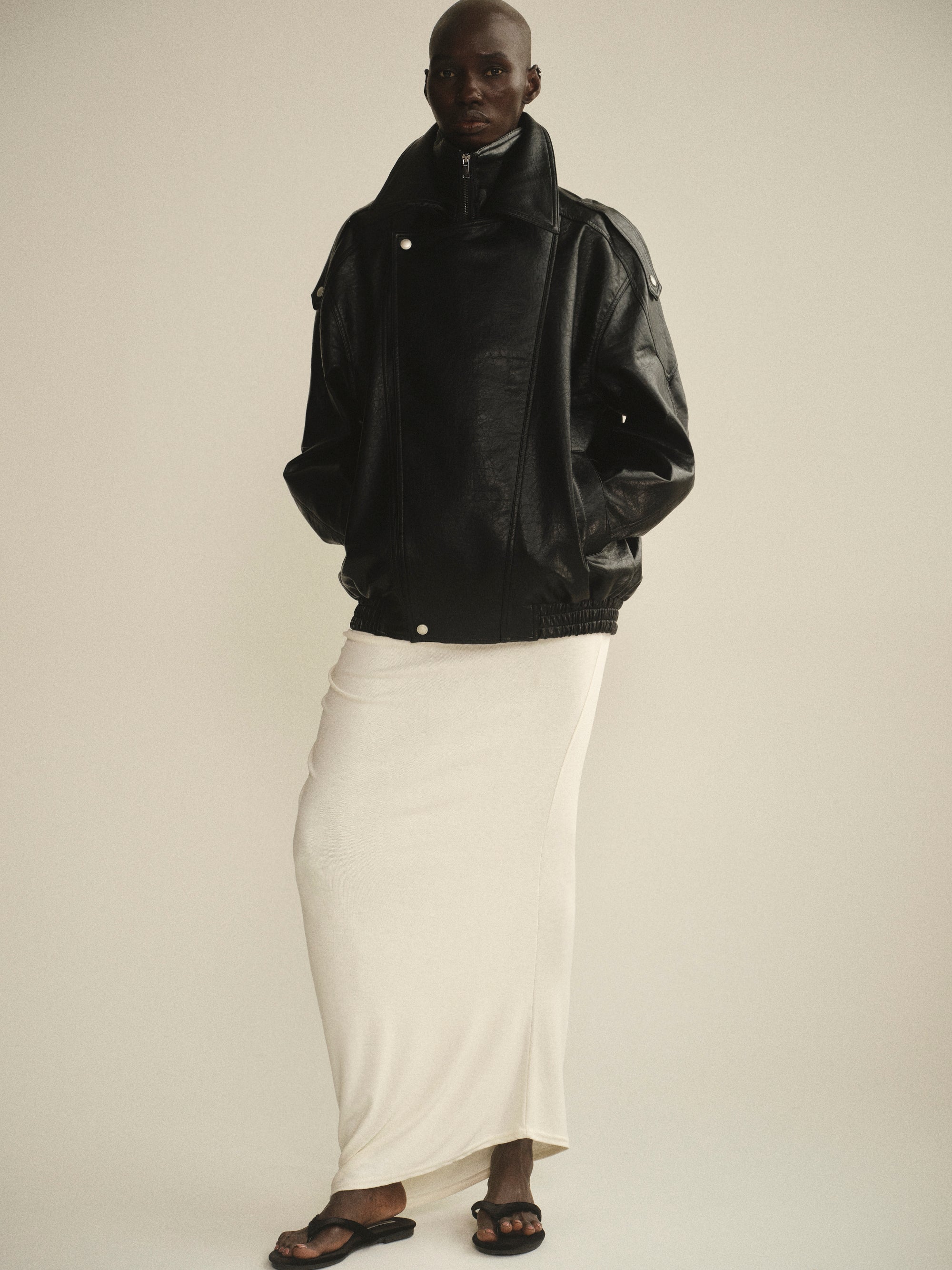 Double Lapel Biker Jacket, Black