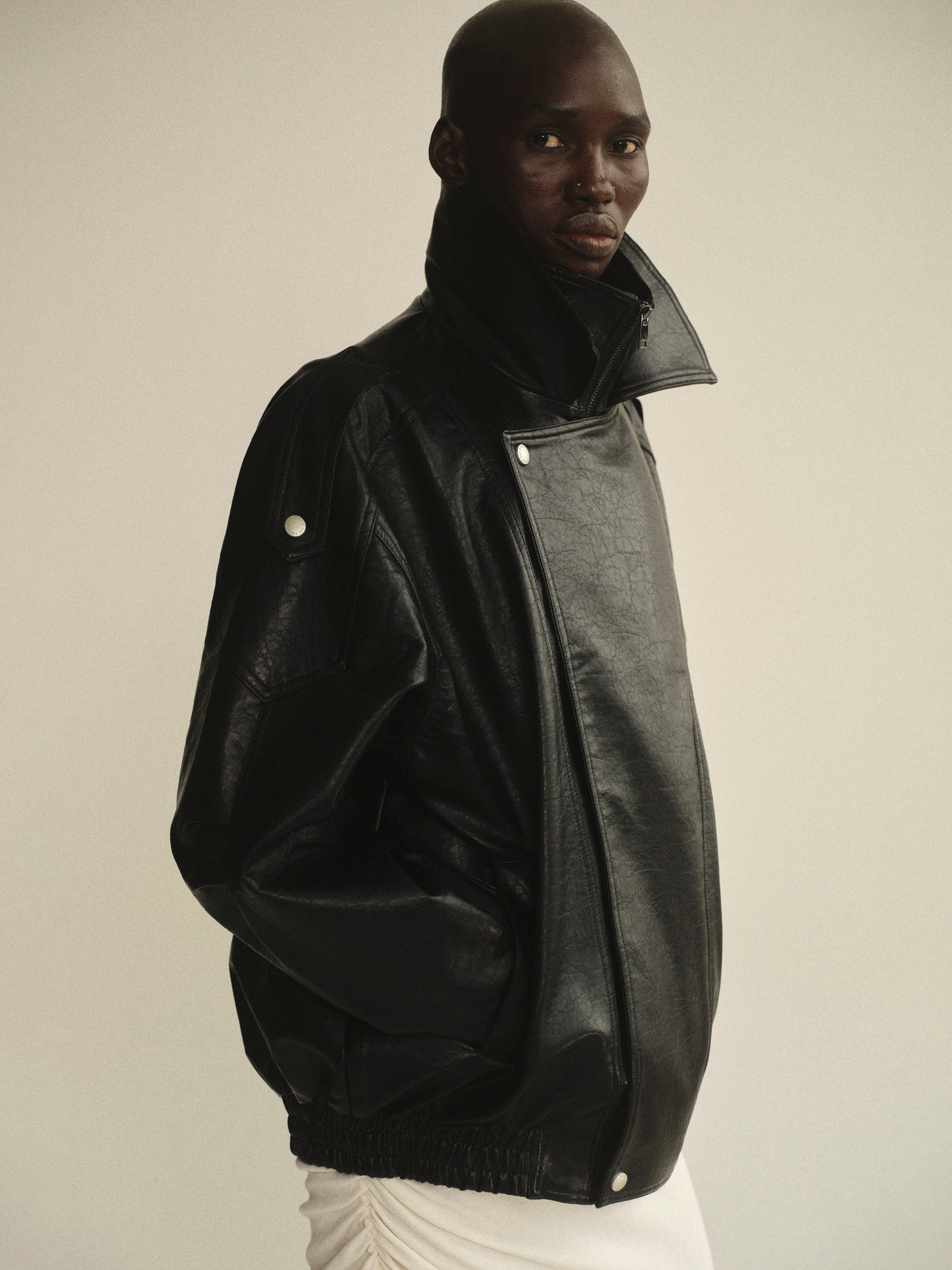 Double Lapel Biker Jacket, Black
