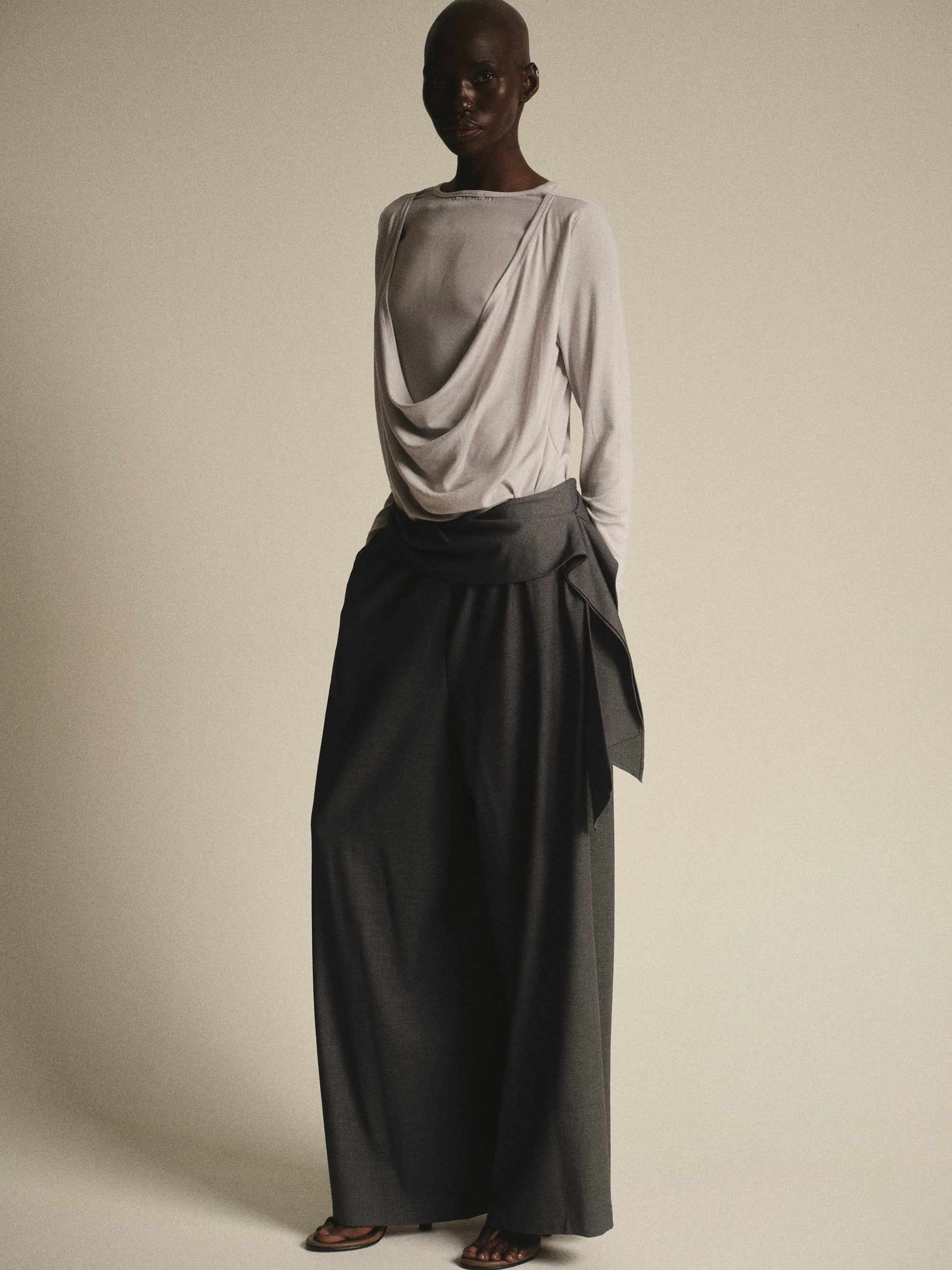 Tie-Waist Trousers, Grey