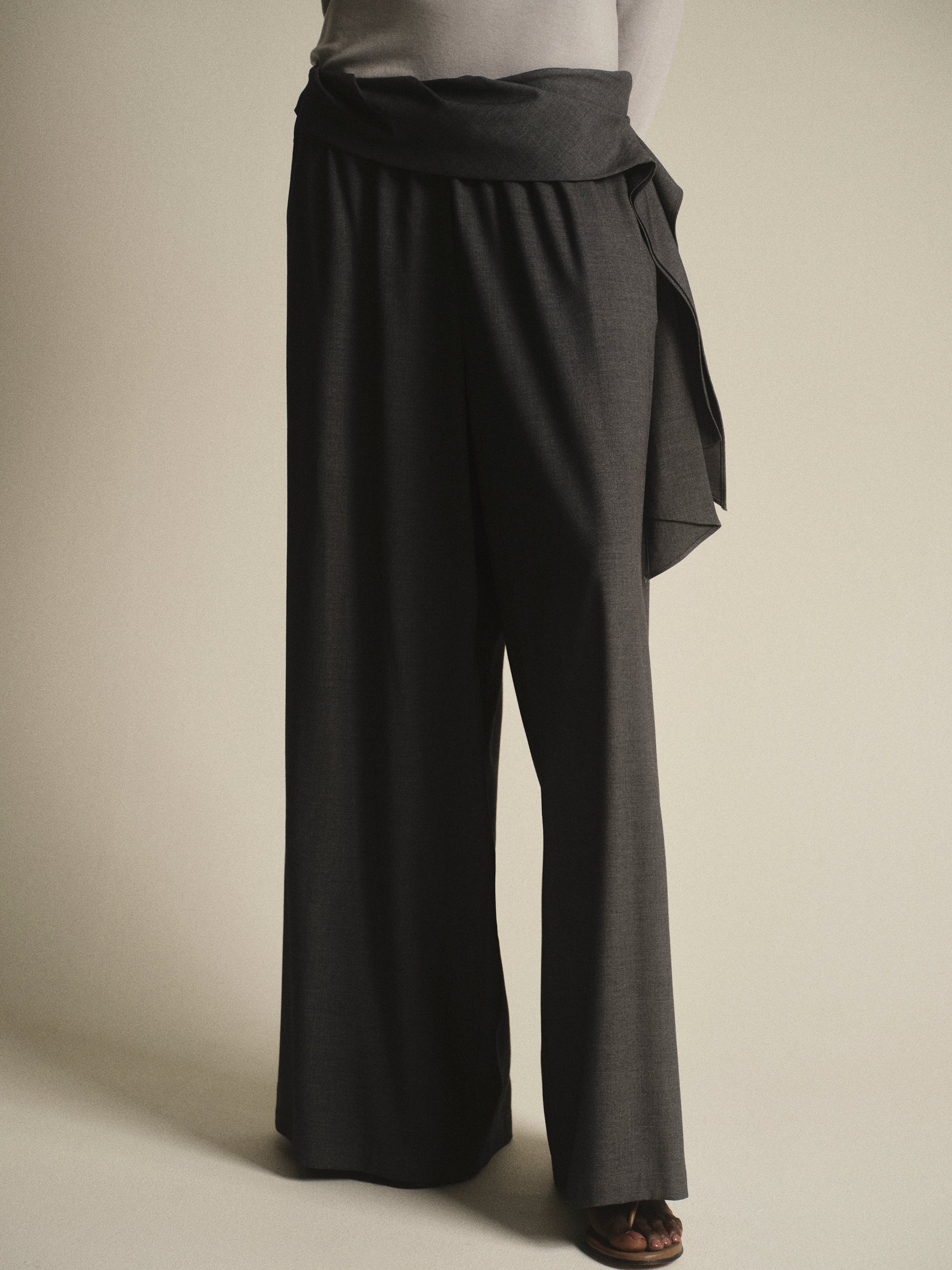 Tie-Waist Trousers, Grey
