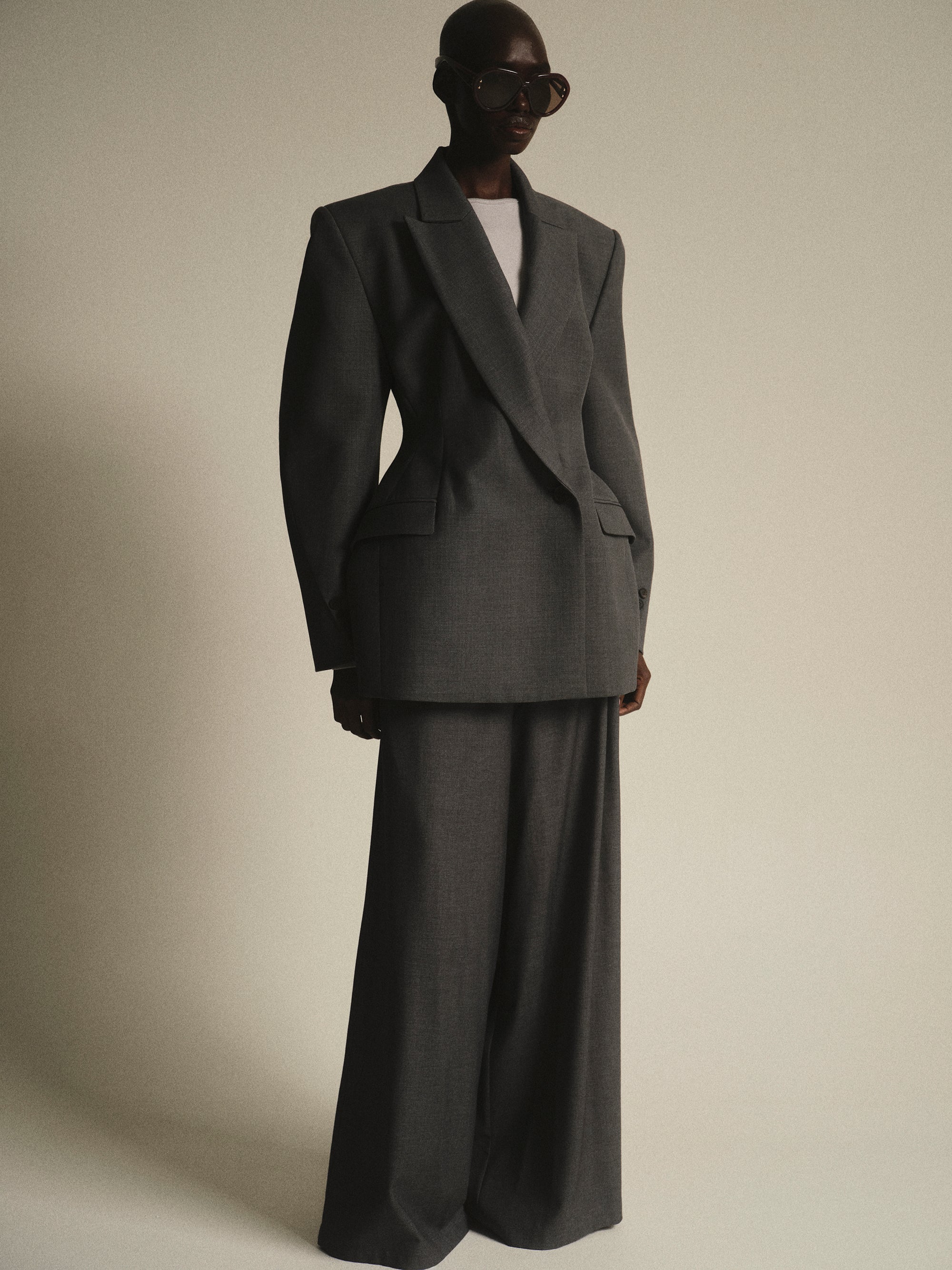 Hourglass Blazer, Grey